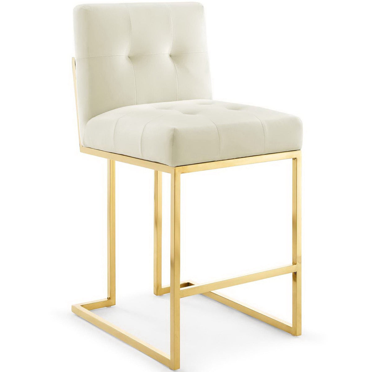 Privy Gold Stainless Steel Performance Velvet Counter Stool Set of 2 - view 2