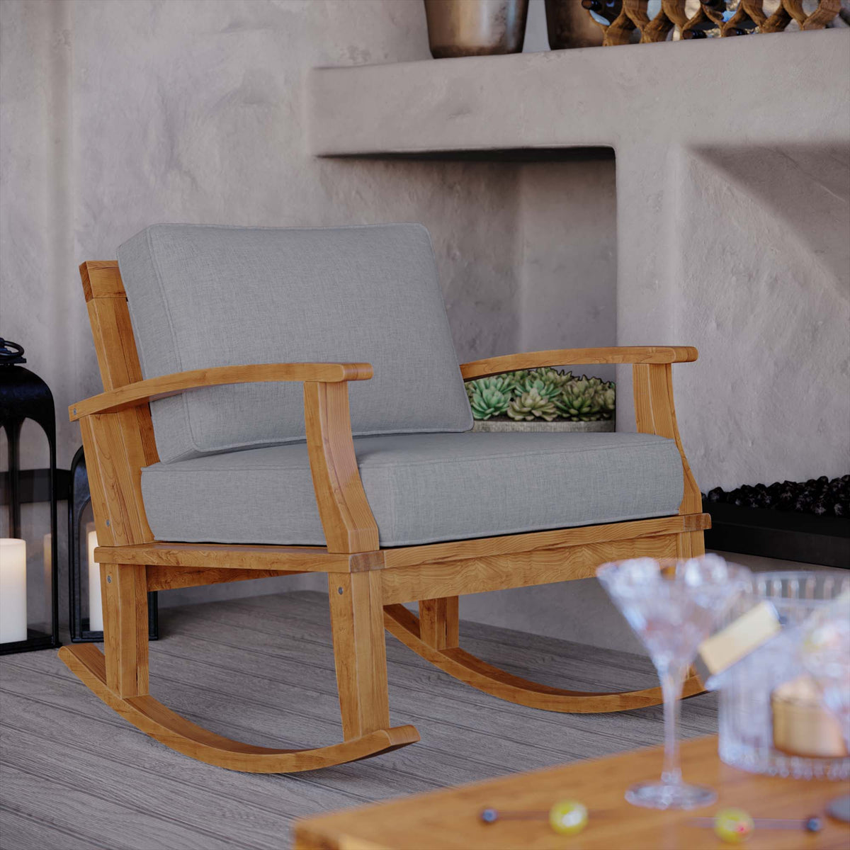 Marina Outdoor Patio Teak Rocking Chair - view 22