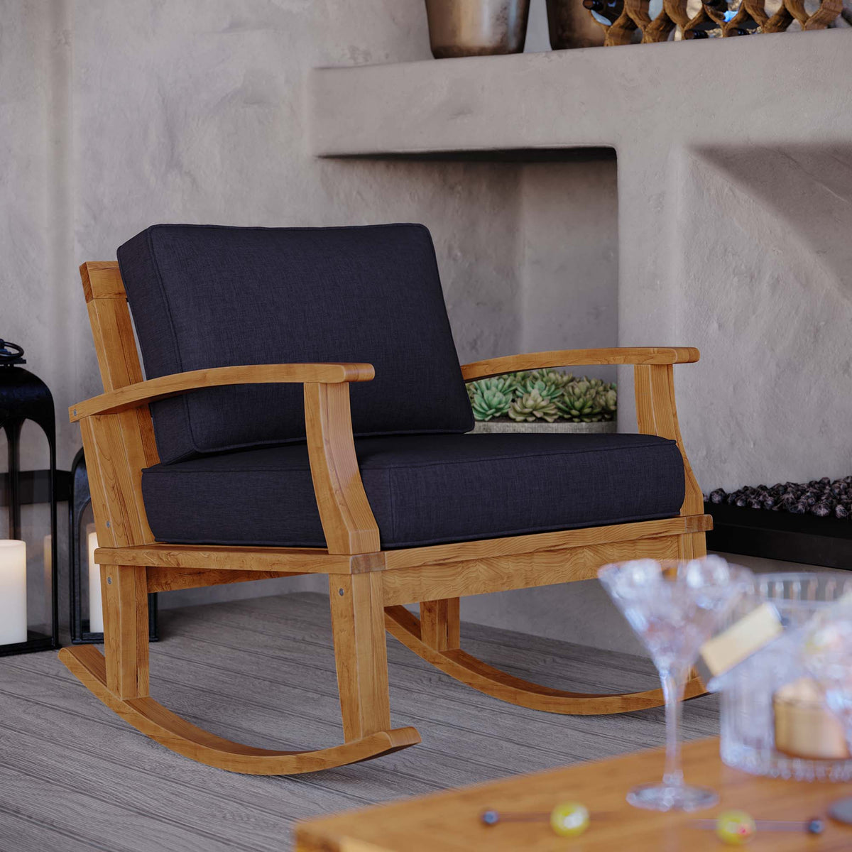 Marina Outdoor Patio Teak Rocking Chair - view 23