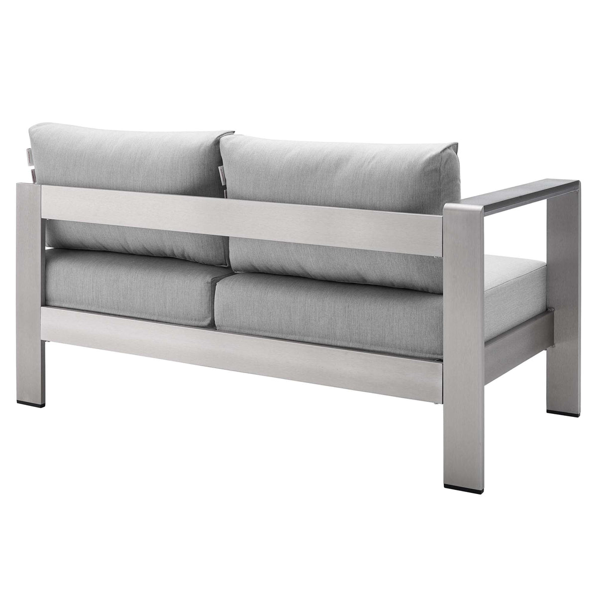 Shore Sunbrella® Fabric Aluminum Outdoor Patio Left-Arm Loveseat, Silver Gray - view 3