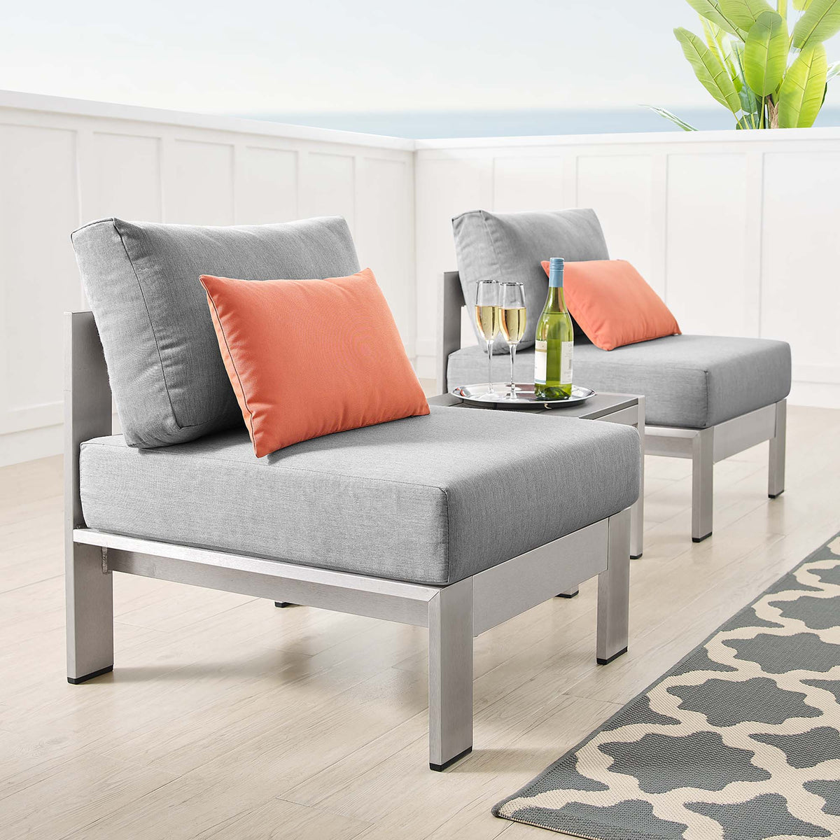 Shore 3 Piece Sunbrella® Fabric Outdoor Aluminum Set