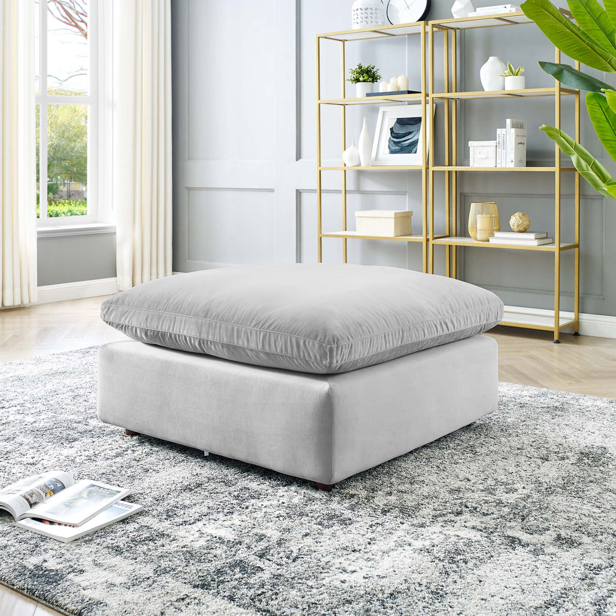 Commix Down Filled Overstuffed Performance Velvet Ottoman - view 13