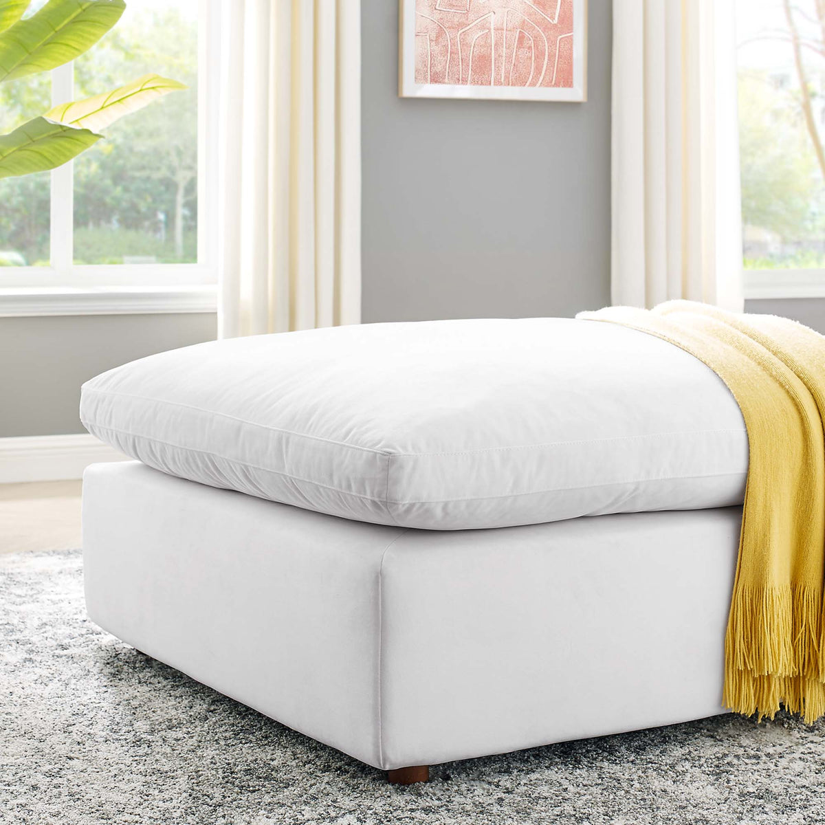 Commix Down Filled Overstuffed Performance Velvet Ottoman - view 12