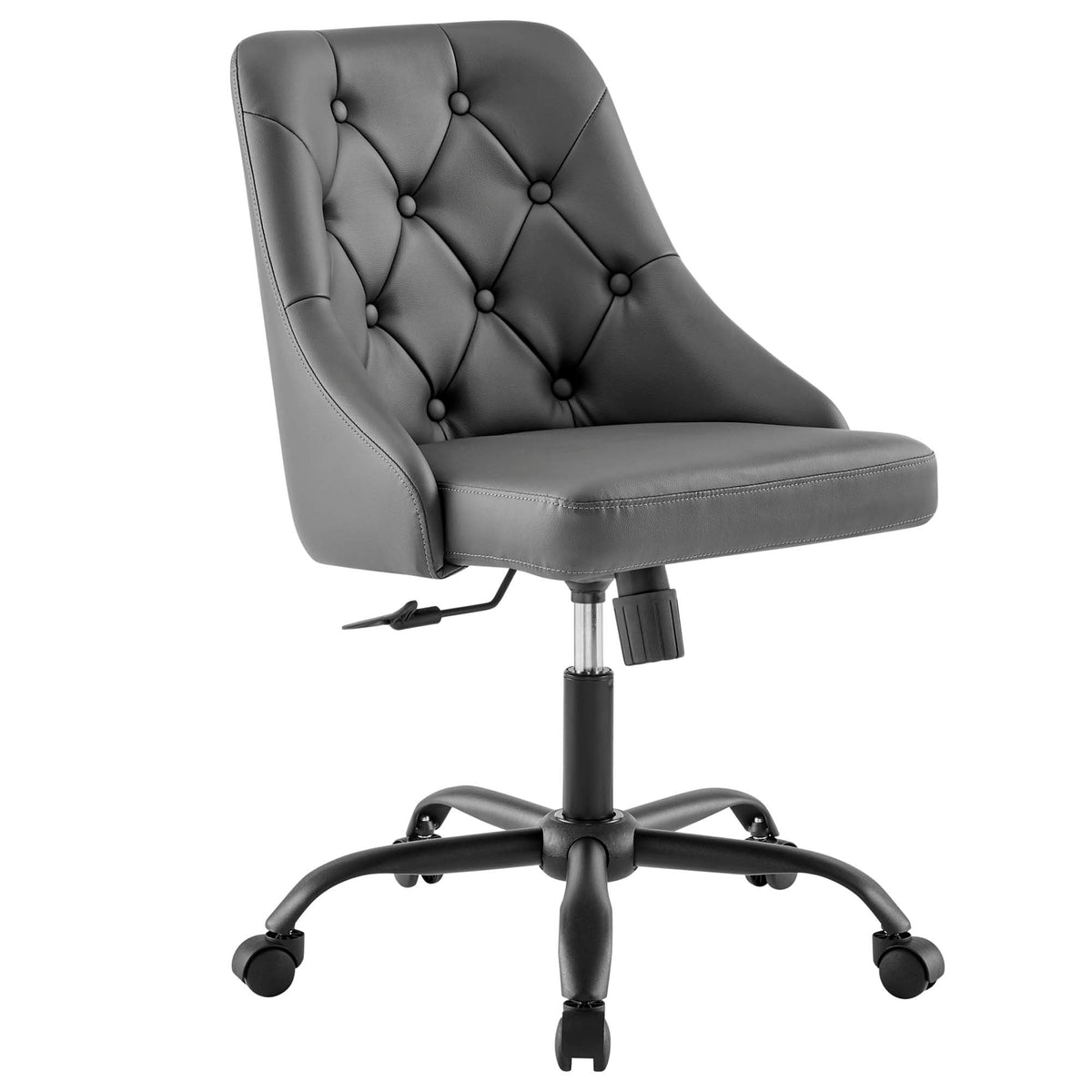 Distinct Tufted Swivel Vegan Leather Office Chair - view 1