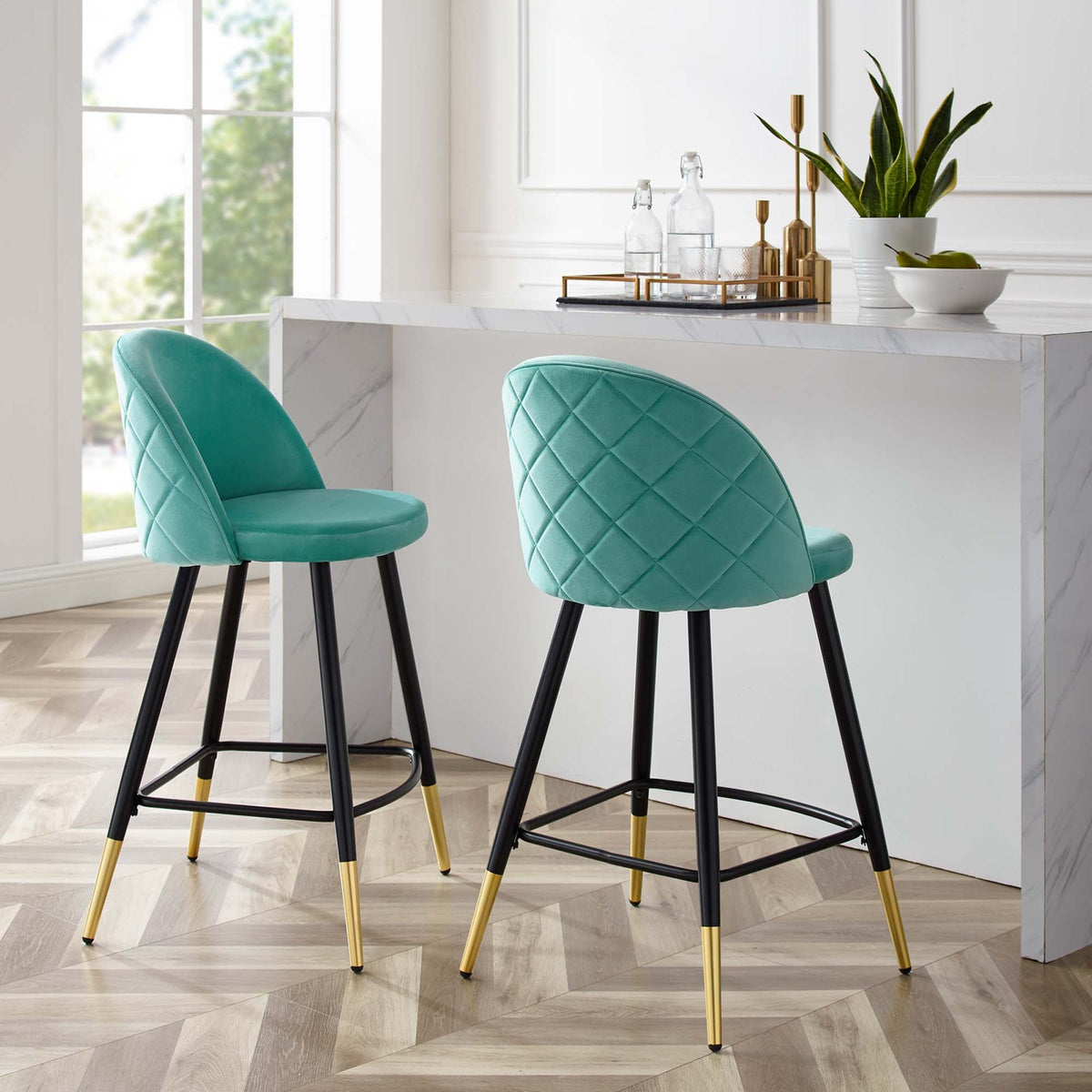Cordial Performance Velvet Counter Stools Set of 2 - view 10