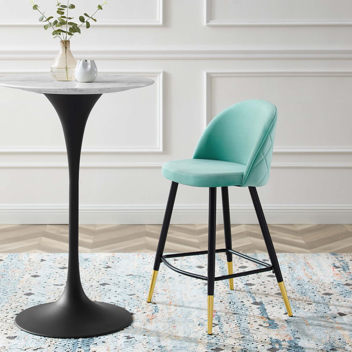 Cordial Performance Velvet Counter Stools Set of 2 - view 9