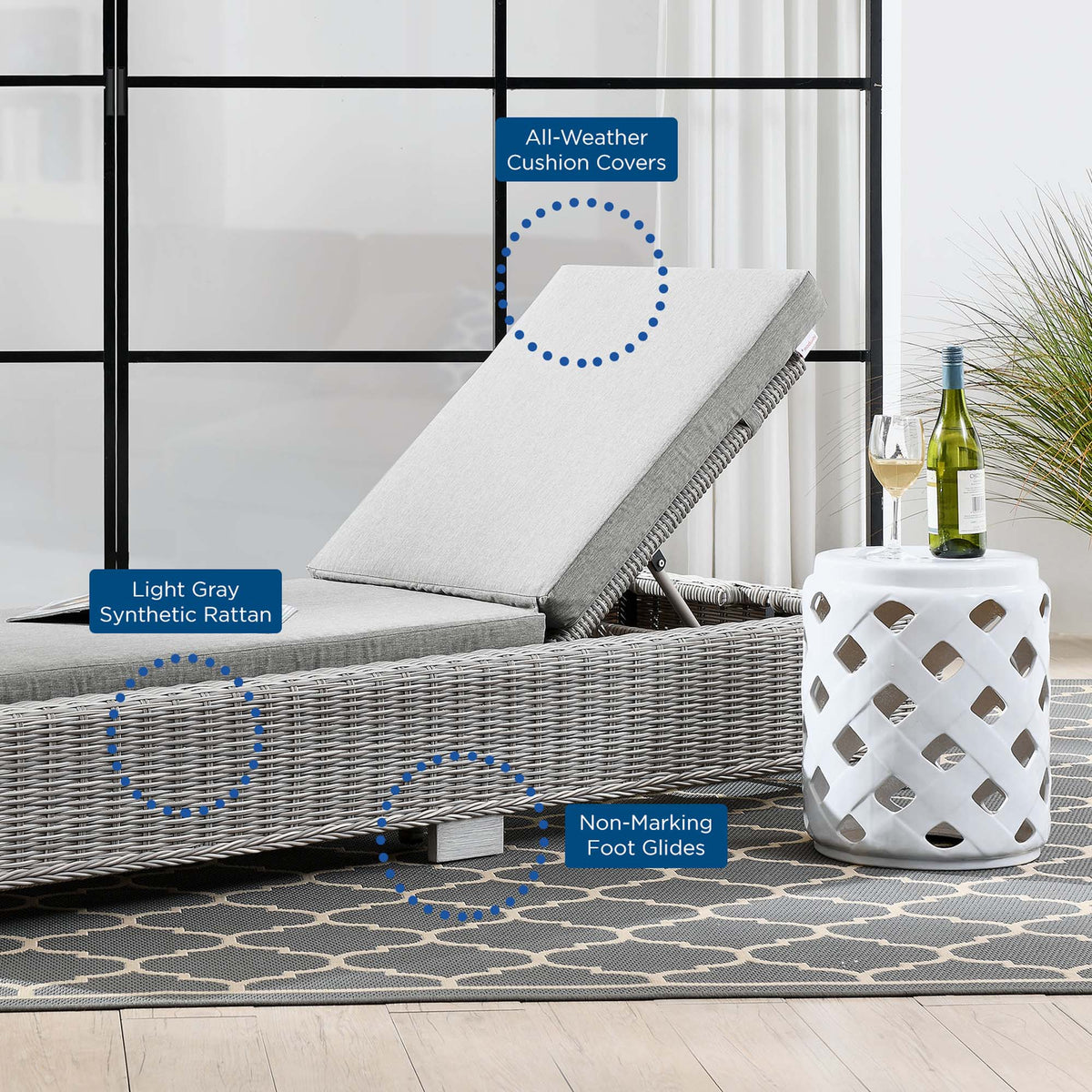 Conway Outdoor Wicker Rattan Chaise Lounge