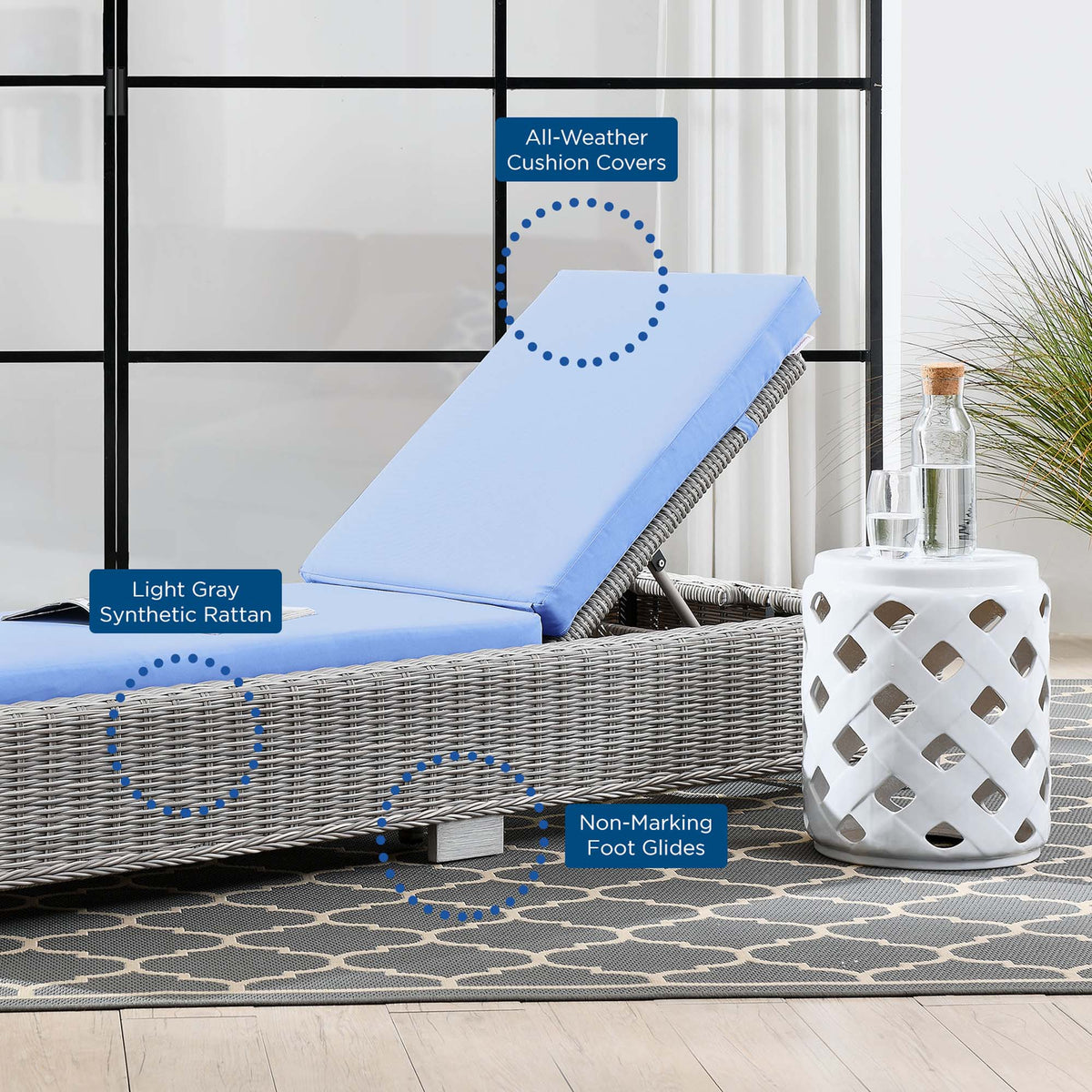 Conway Outdoor Wicker Rattan Chaise Lounge