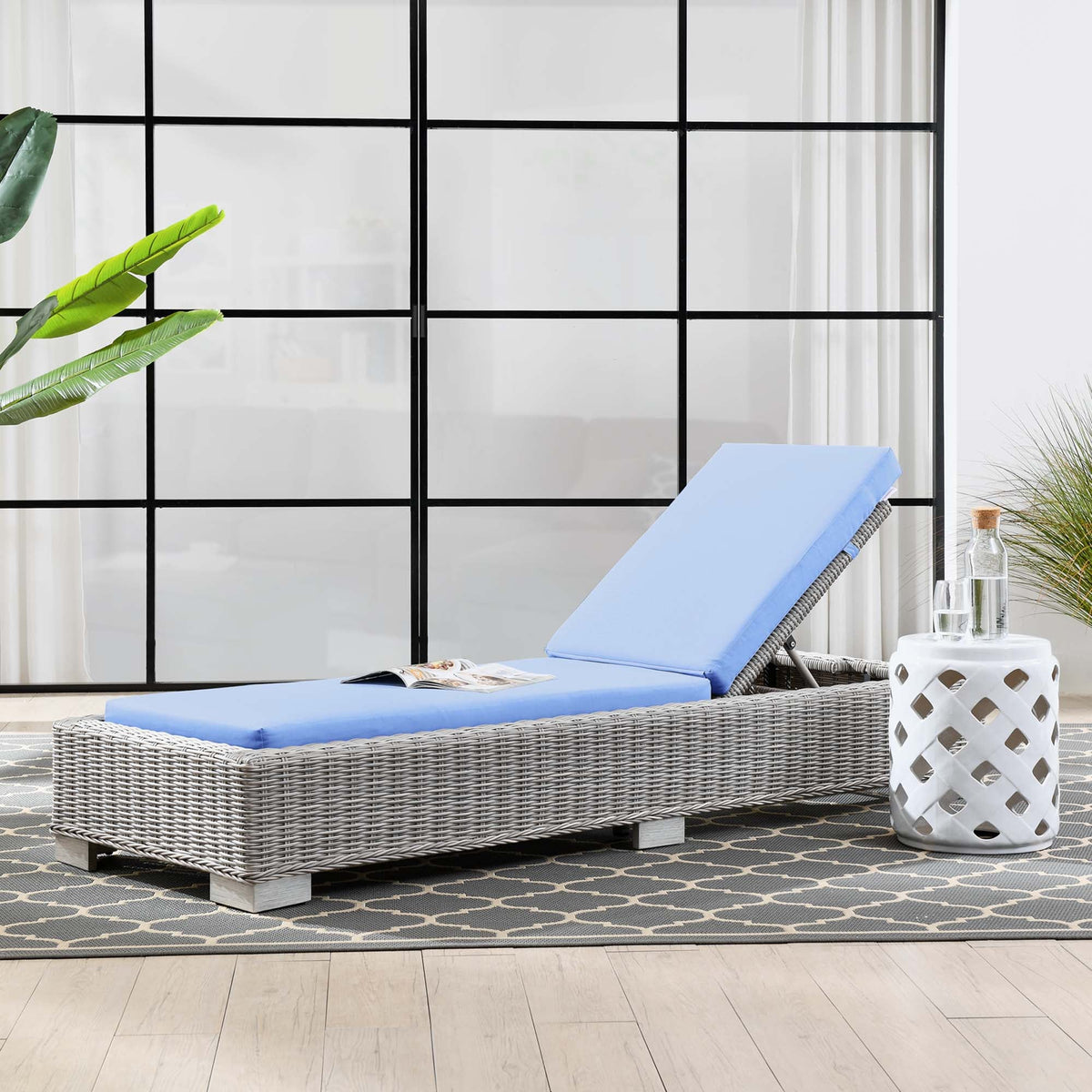 Conway Outdoor Wicker Rattan Chaise Lounge
