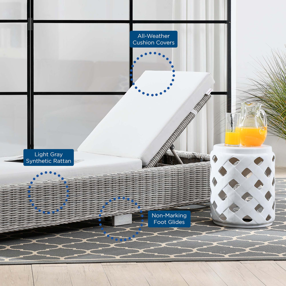 Conway Outdoor Wicker Rattan Chaise Lounge