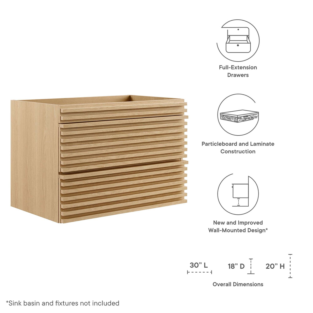 Render Wall-Mount Bathroom Cabinet Basin Not Included
