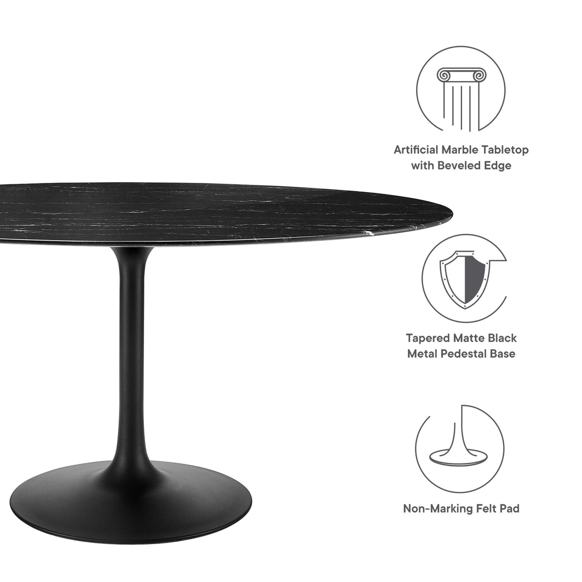 Lippa Oval Artificial Marble Dining Table