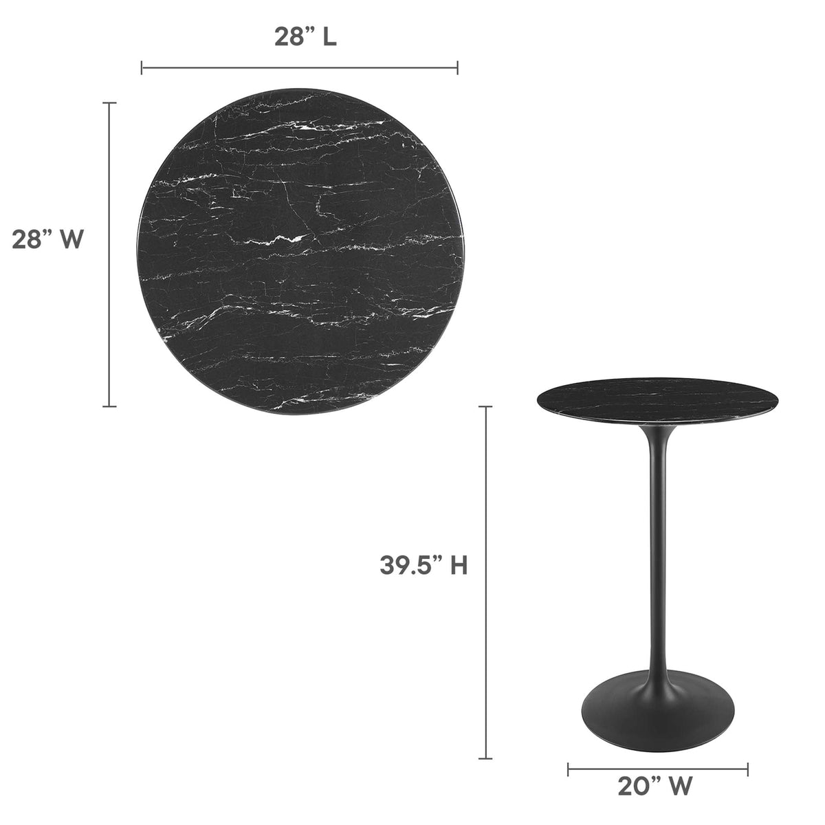 Lippa Round Artificial Marble Bar Table - view 28