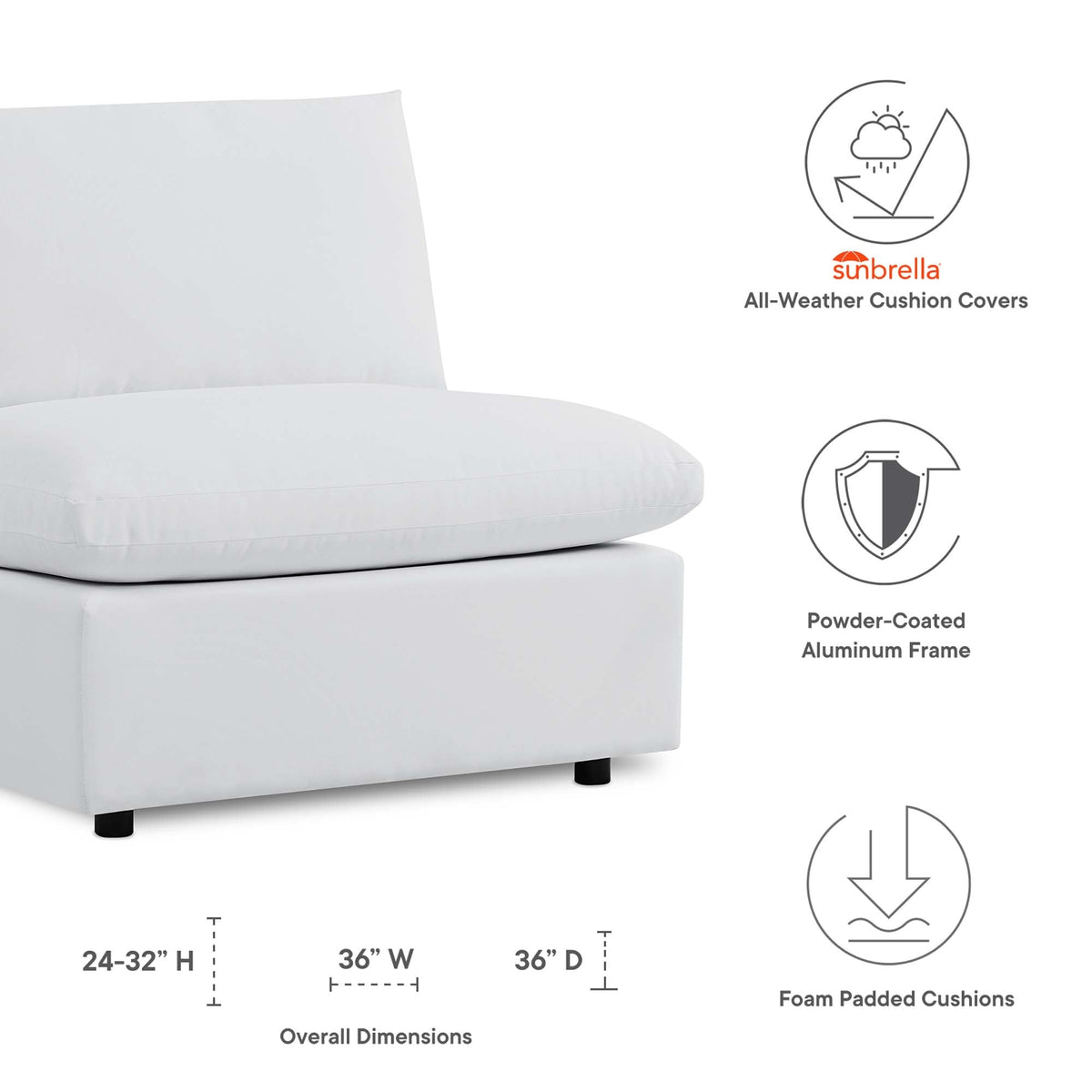 Commix Sunbrella® Outdoor Patio Armless Chair - view 12