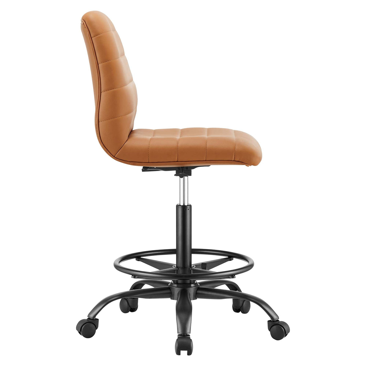Ripple Armless Vegan Leather Drafting Chair, Black Tan - view 2