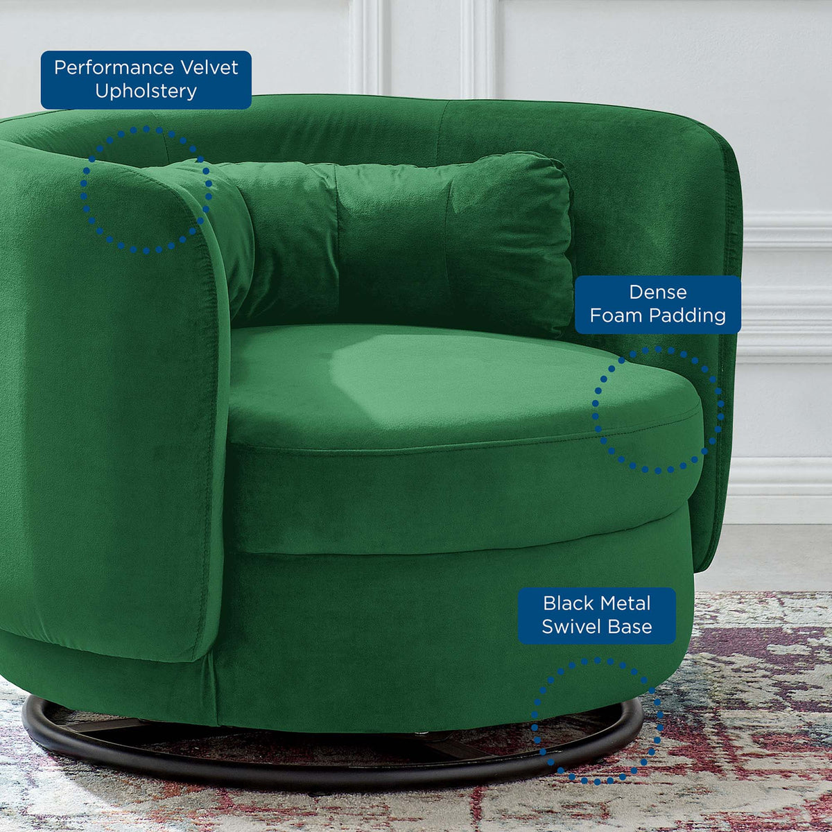 Relish Performance Velvet Swivel Chair - view 16