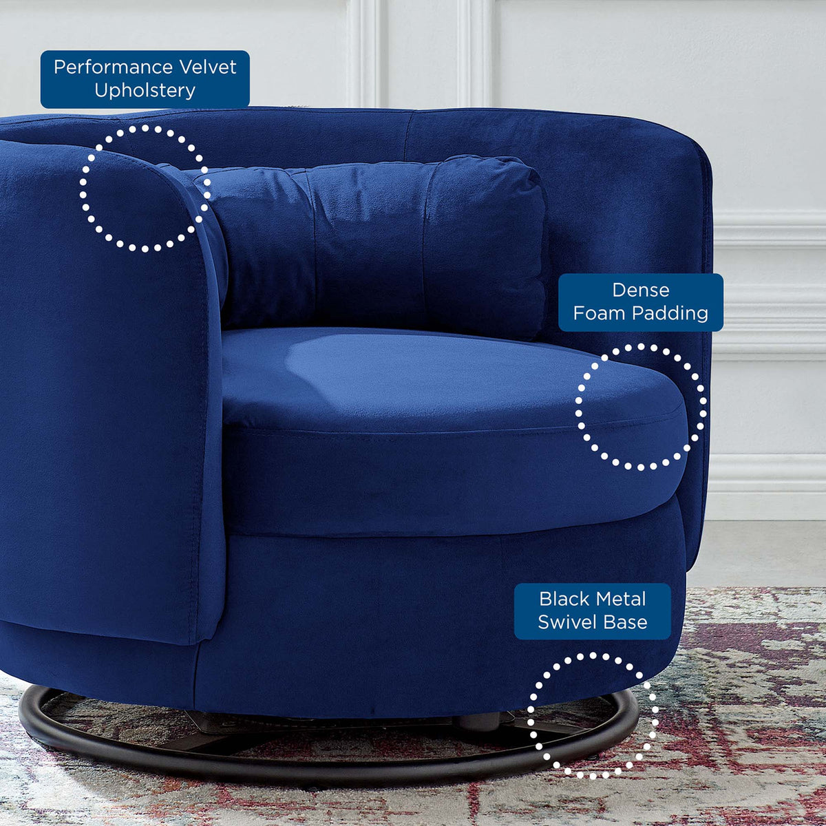 Relish Performance Velvet Swivel Chair - view 18