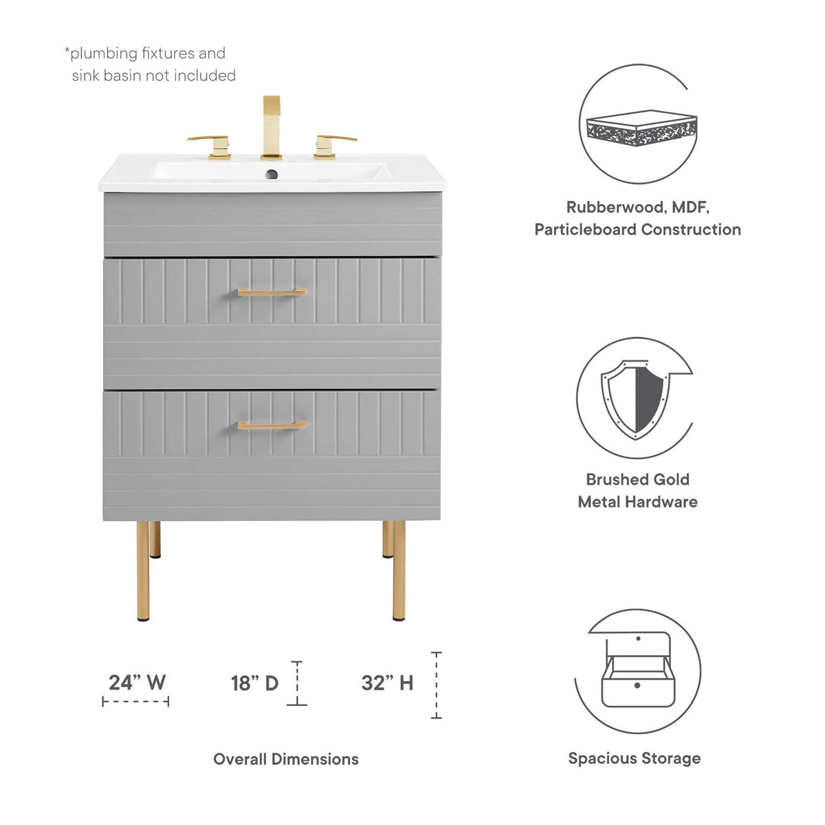 Daybreak 24" Bathroom Vanity Cabinet (Sink Basin Not Included) - view 31