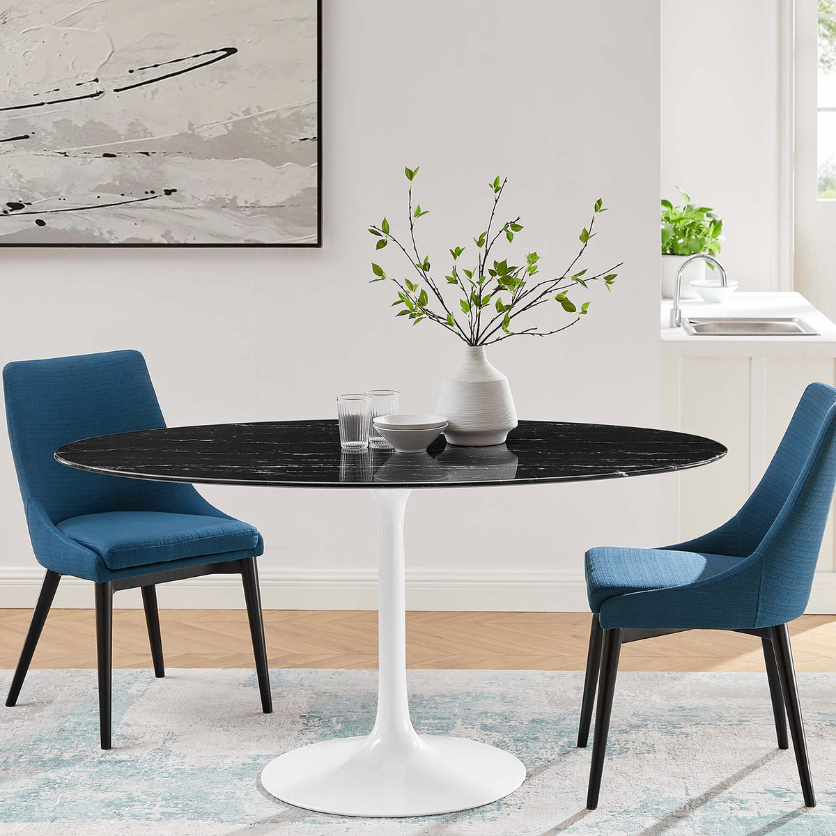 Lippa Oval Artificial Marble Dining Table