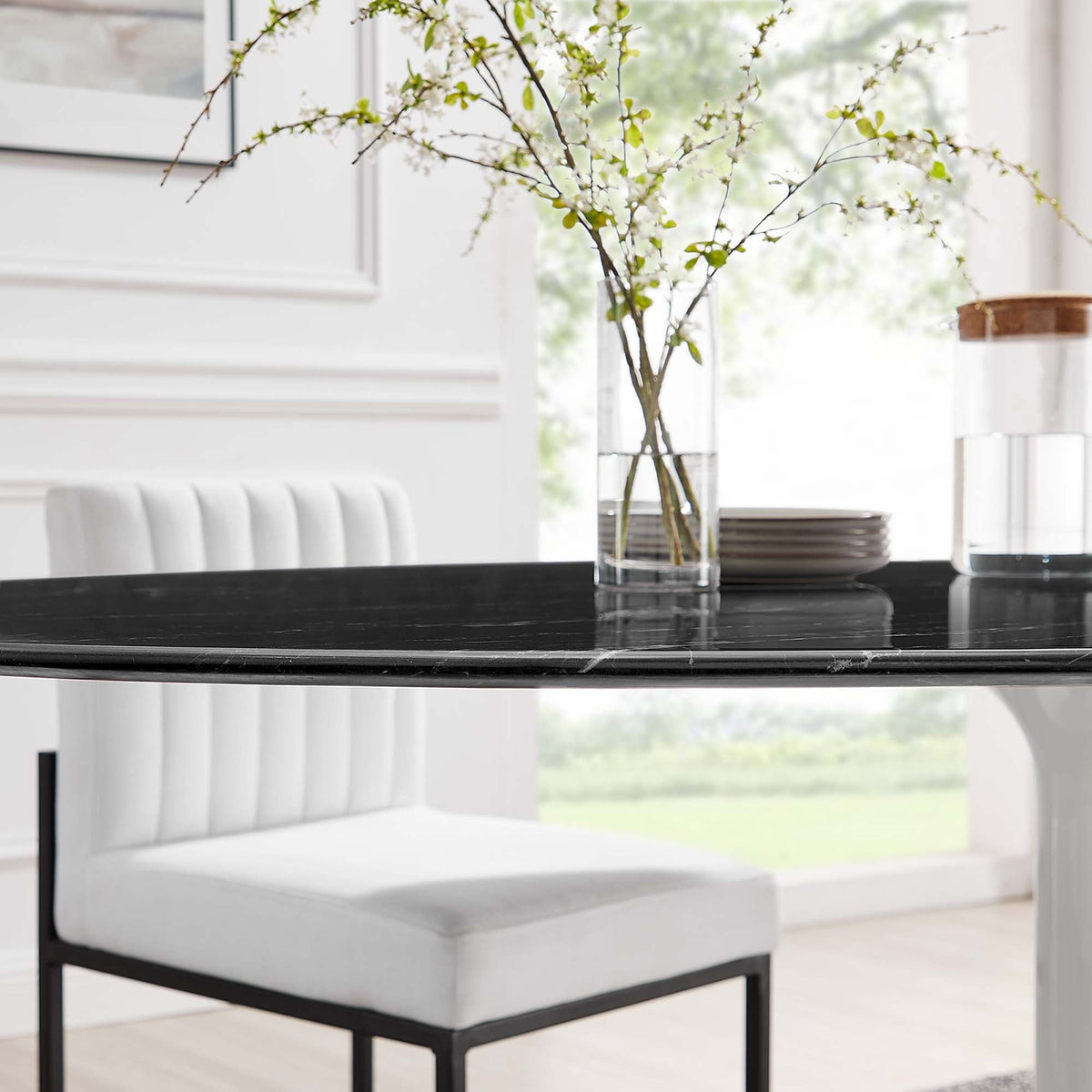 Lippa Oval Artificial Marble Dining Table