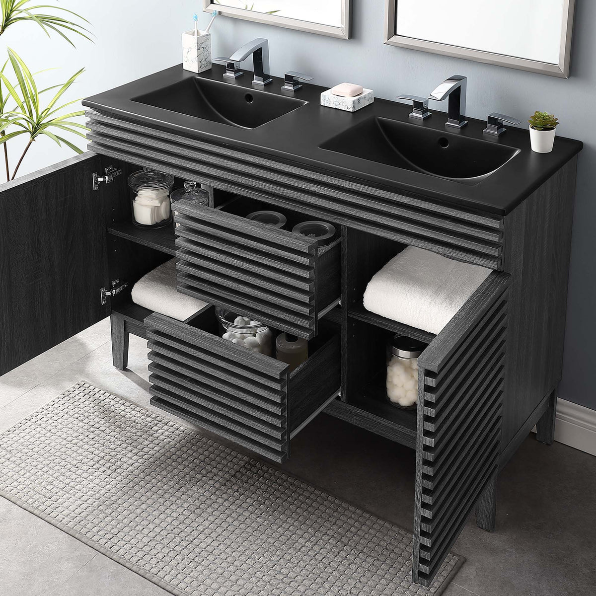 Render 48" Bathroom Vanity with Black Basin Included