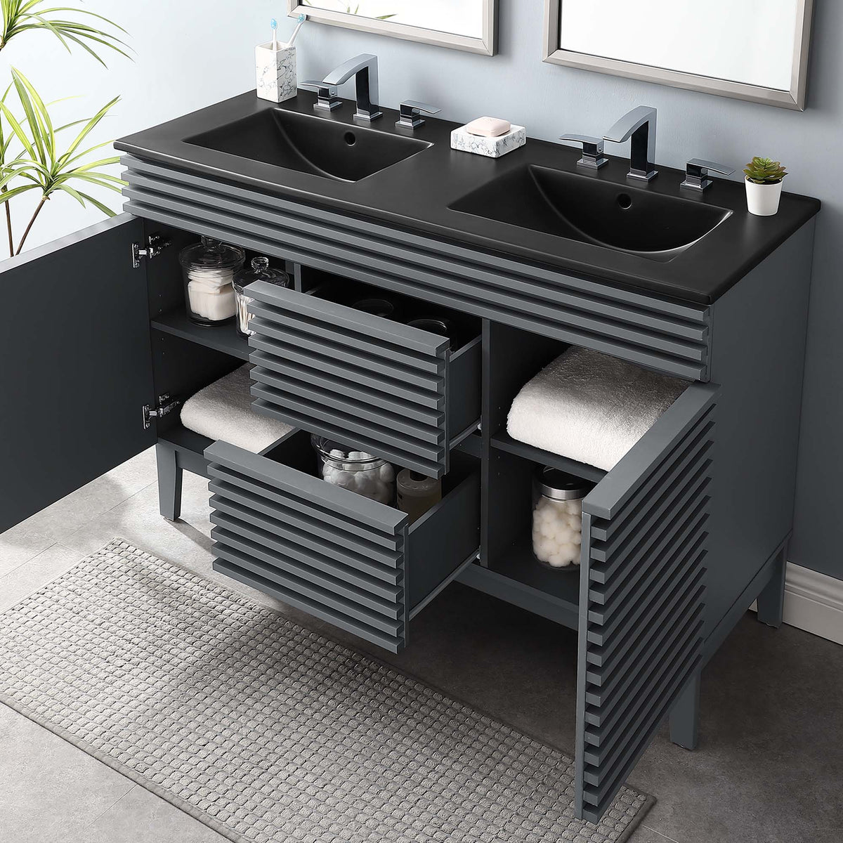 Render 48" Bathroom Vanity with Black Basin Included