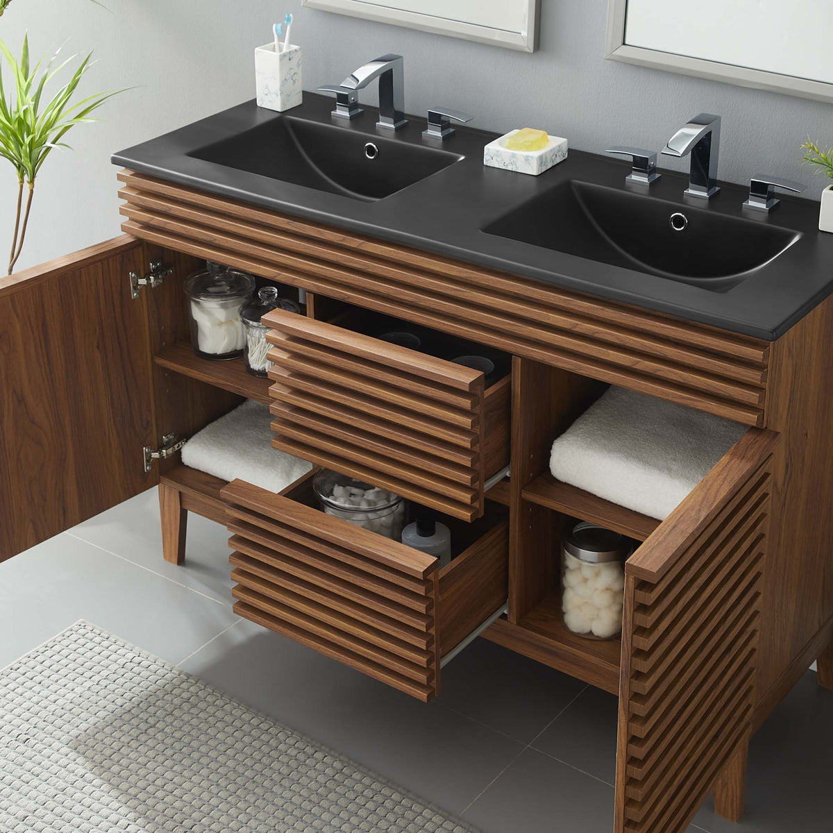Render 48" Bathroom Vanity with Black Basin Included