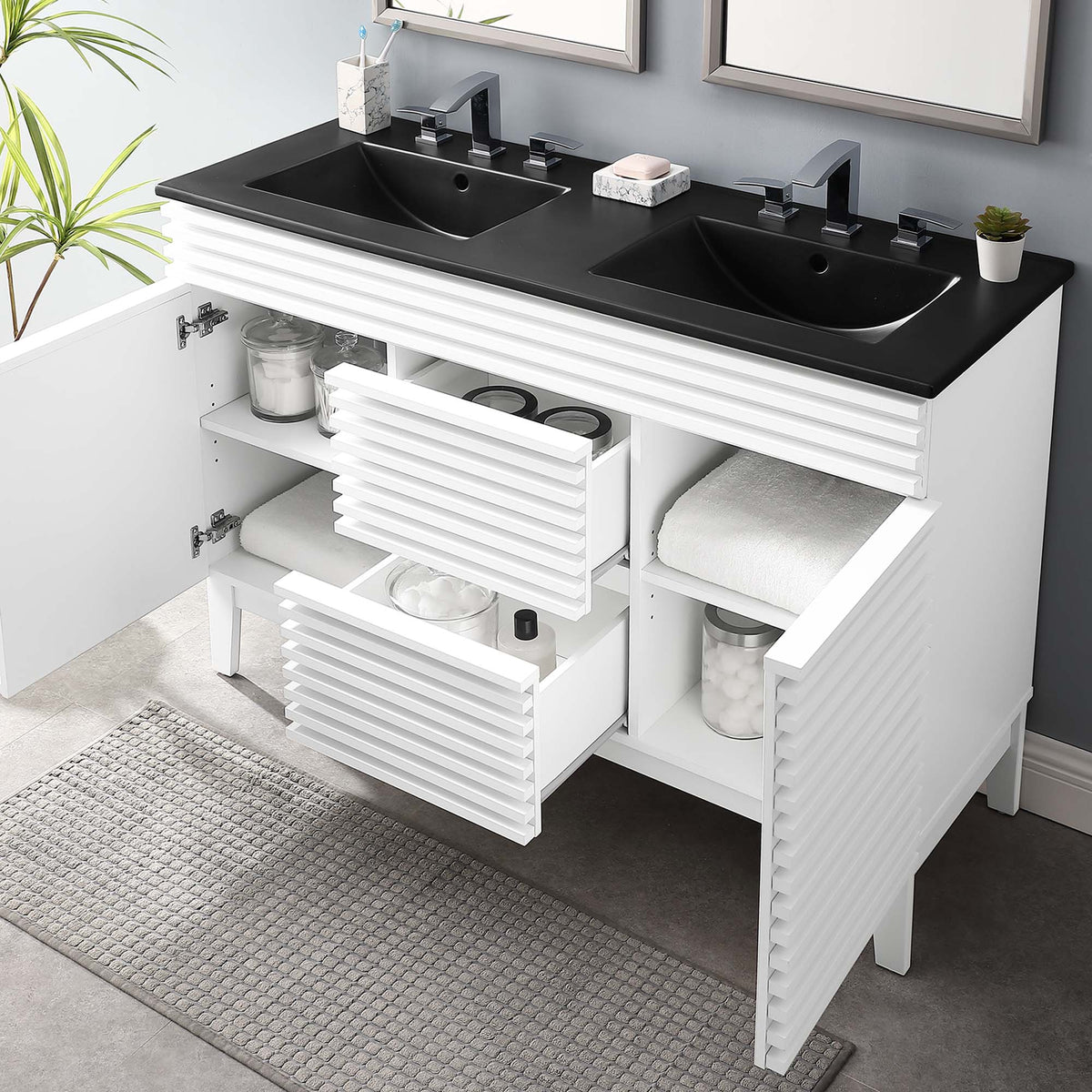 Render 48" Bathroom Vanity with Black Basin Included