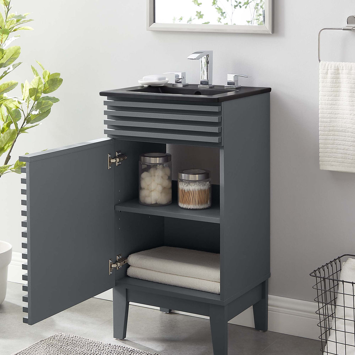 Render Bathroom Vanity with Black Basin Included