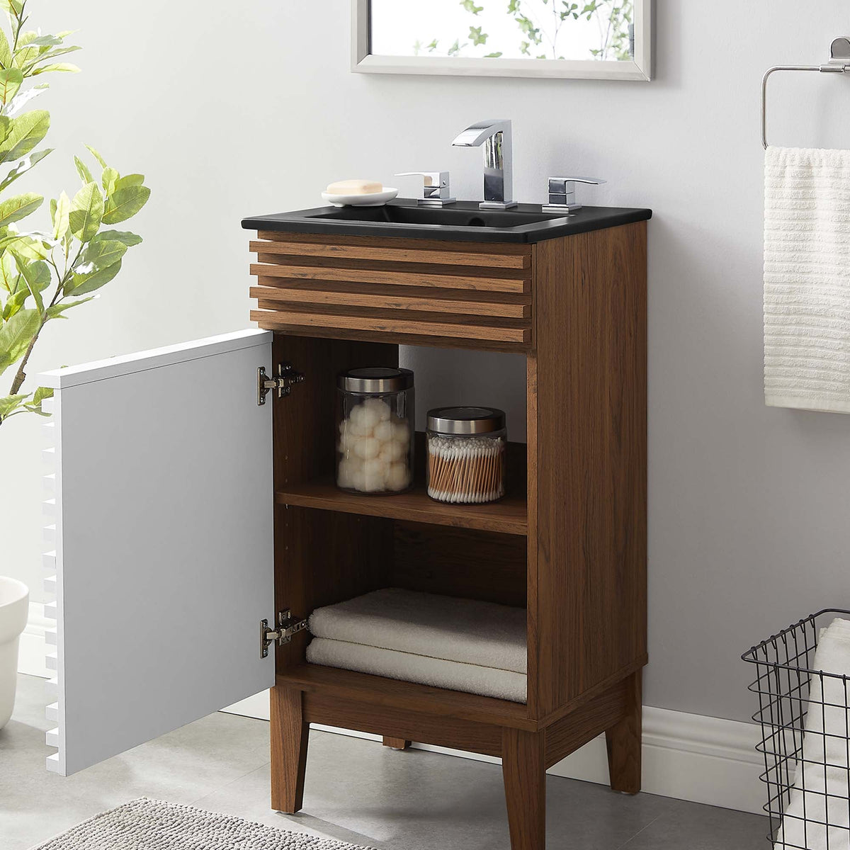 Render Bathroom Vanity with Black Basin Included
