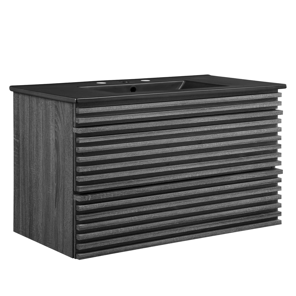 Render Wall-Mount Bathroom Vanity with Black Basin Included
