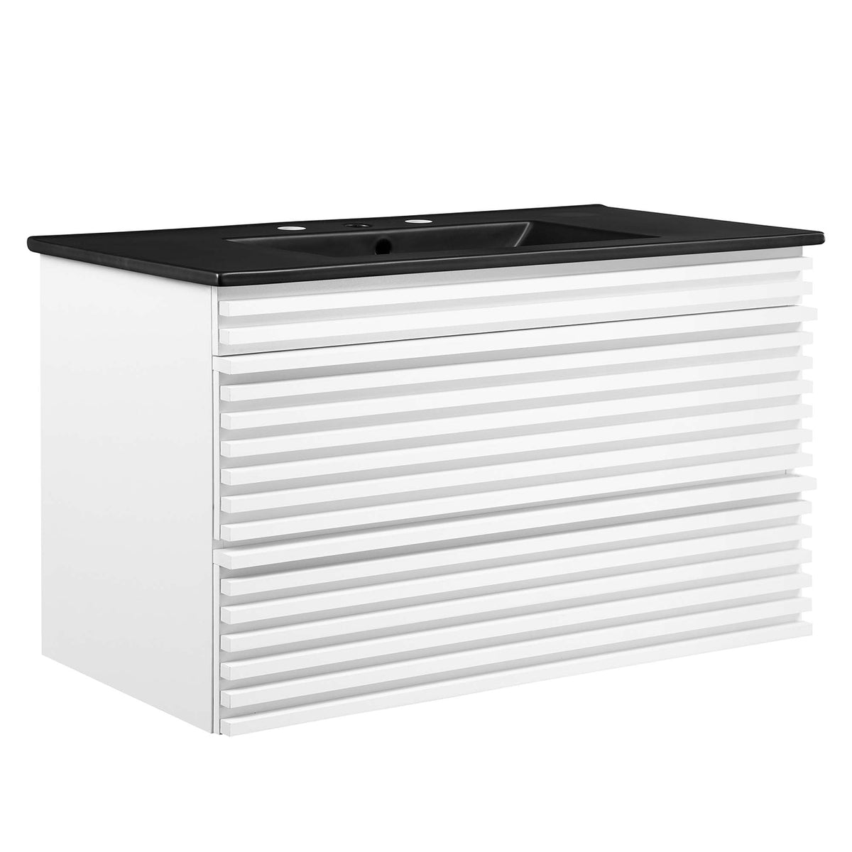 Render Wall-Mount Bathroom Vanity with Black Basin Included