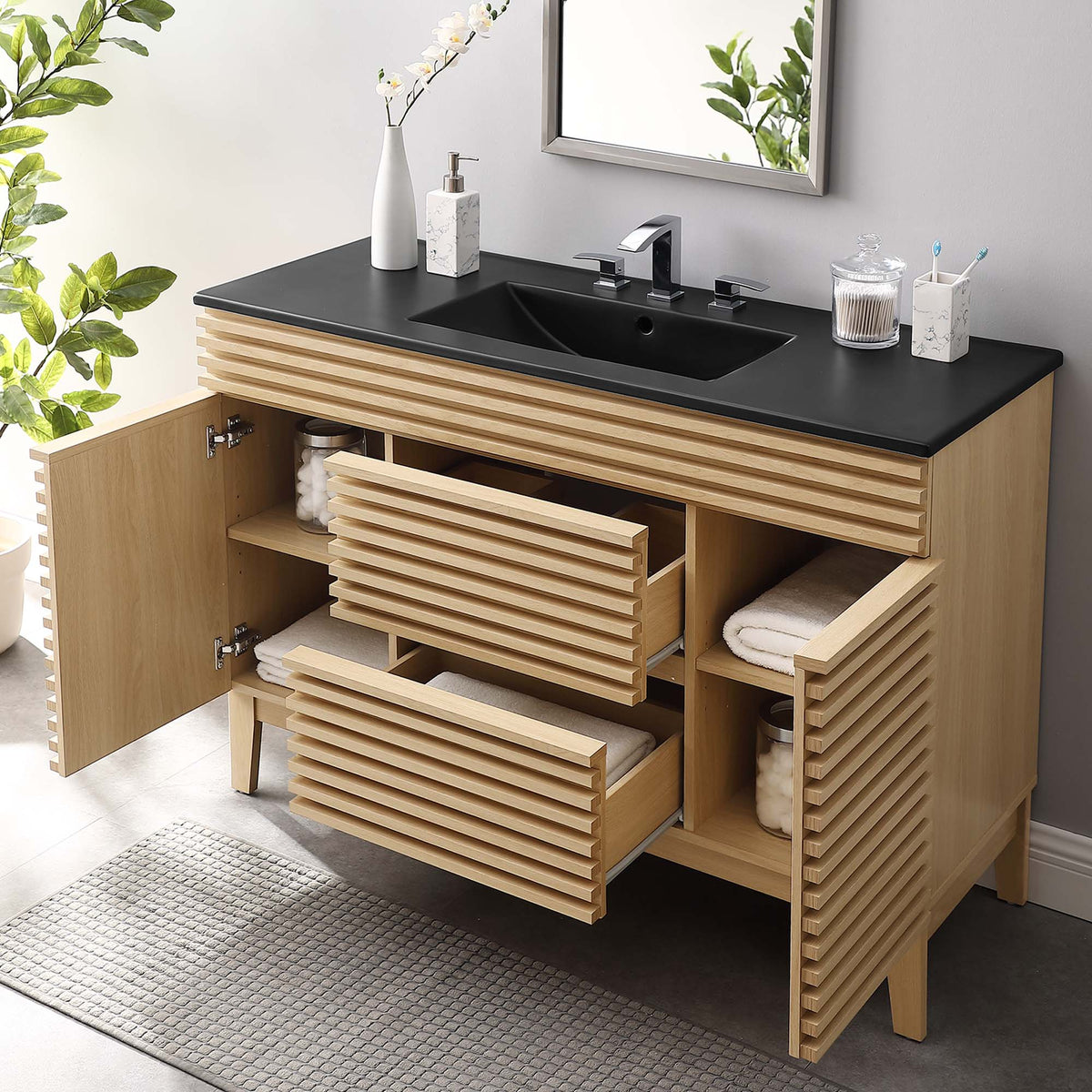 Render 48" Bathroom Vanity with Black Basin Included