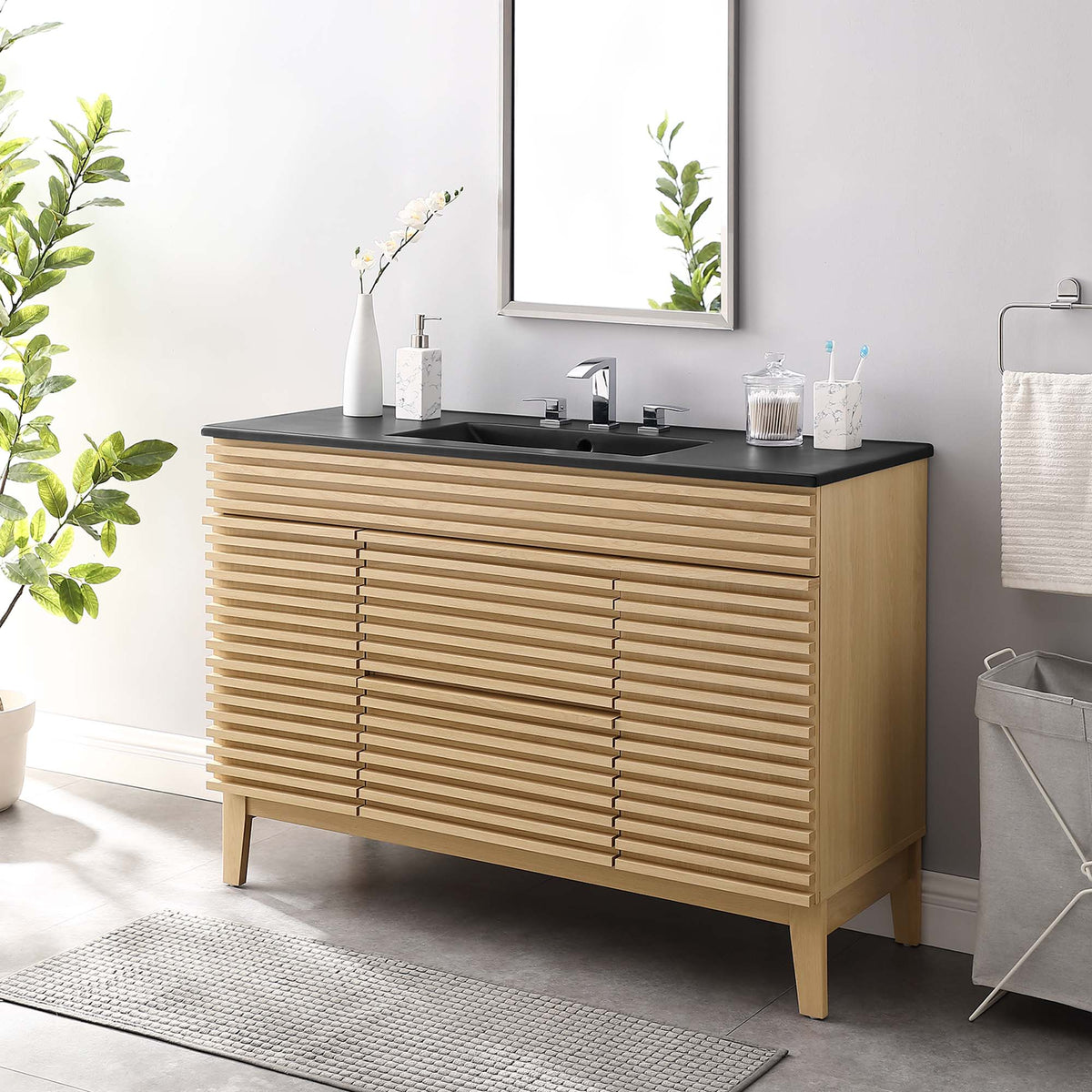 Render 48" Bathroom Vanity with Black Basin Included