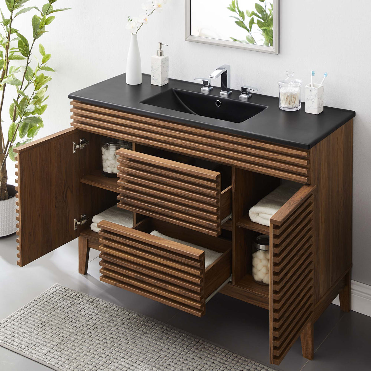 Render 48" Bathroom Vanity with Black Basin Included