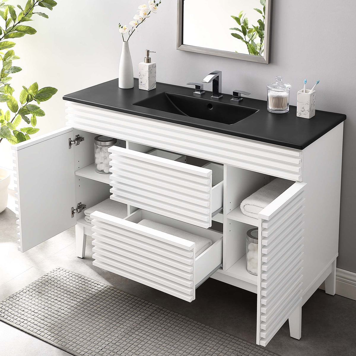 Render 48" Bathroom Vanity with Black Basin Included