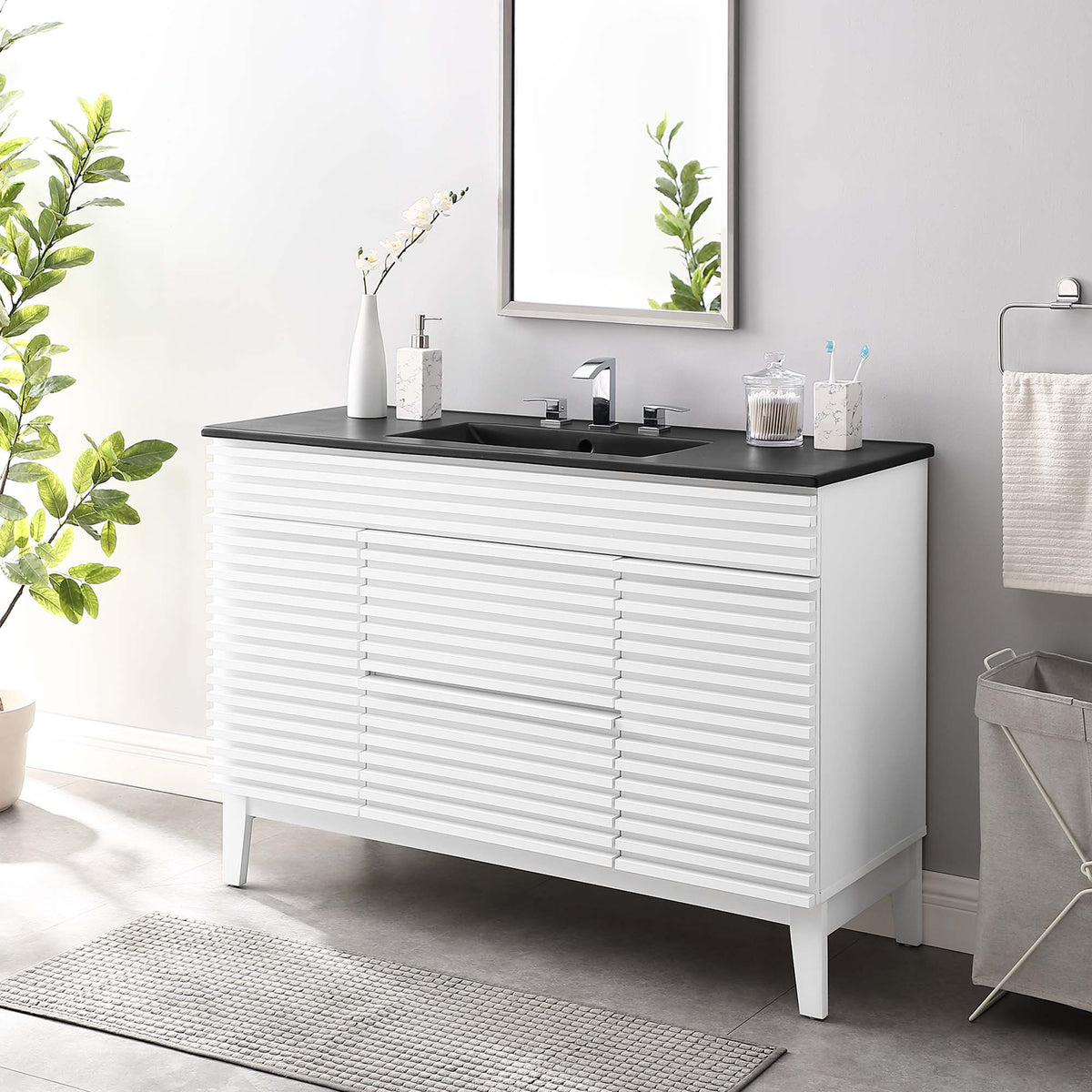Render 48" Bathroom Vanity with Black Basin Included