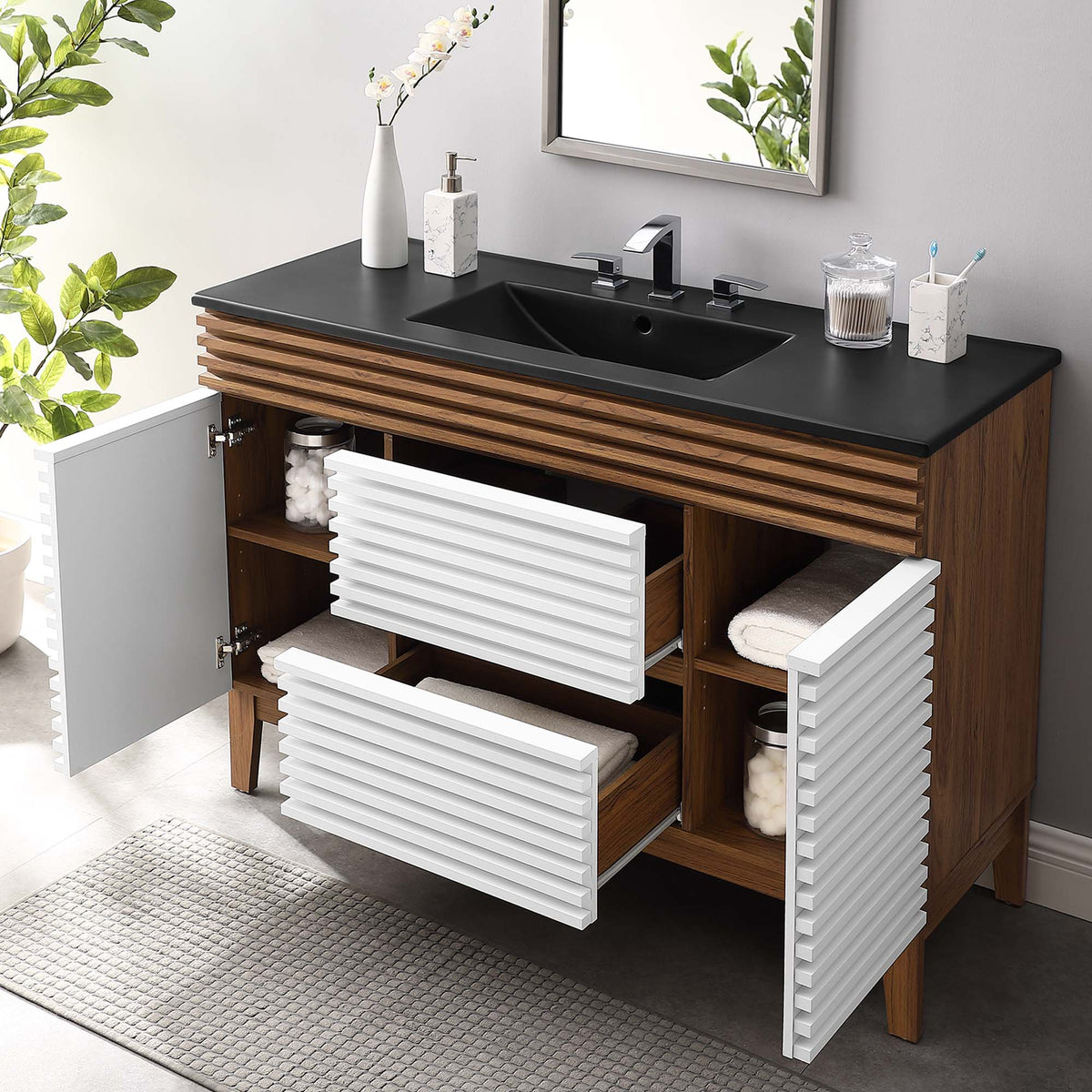 Render 48" Bathroom Vanity with Black Basin Included