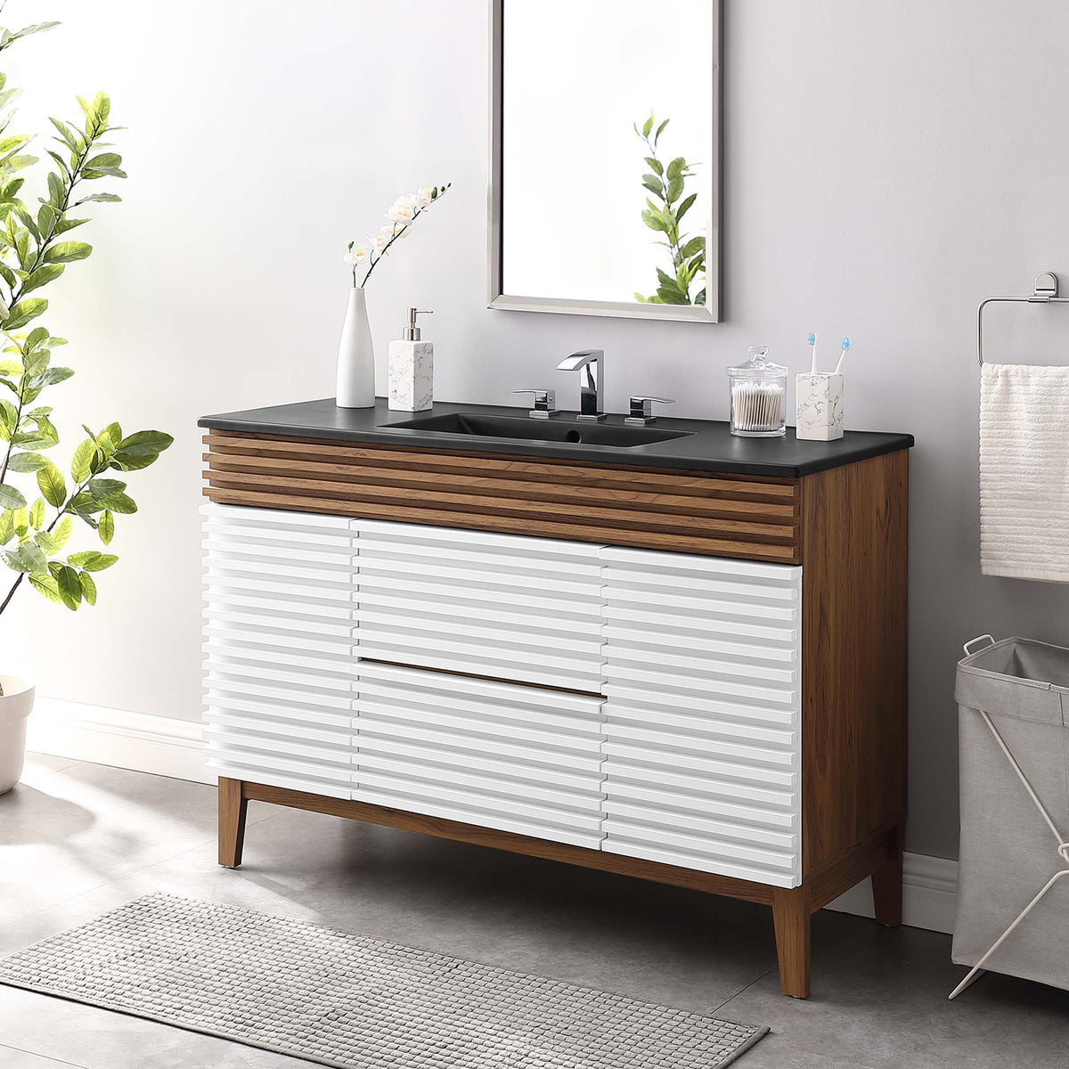 Render 48" Bathroom Vanity with Black Basin Included
