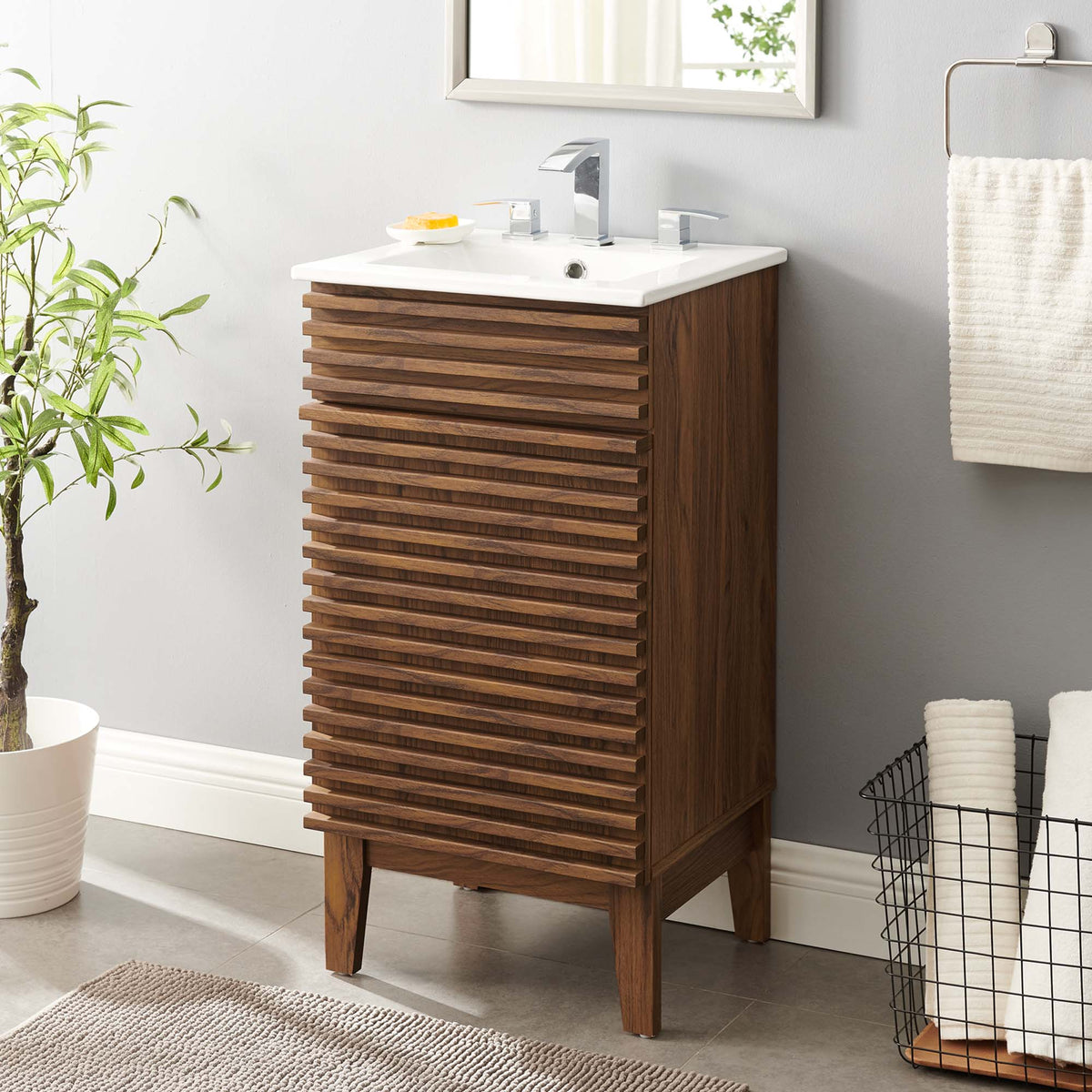 Render 18" and 24" Bathroom Vanities with White Basin Included