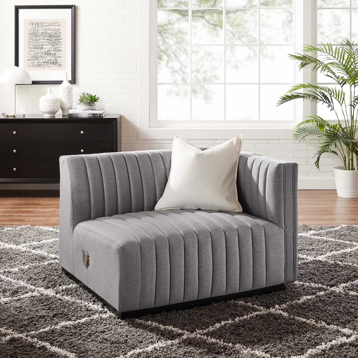 Conjure Channel Tufted Upholstered Fabric Right-Arm Chair - view 17