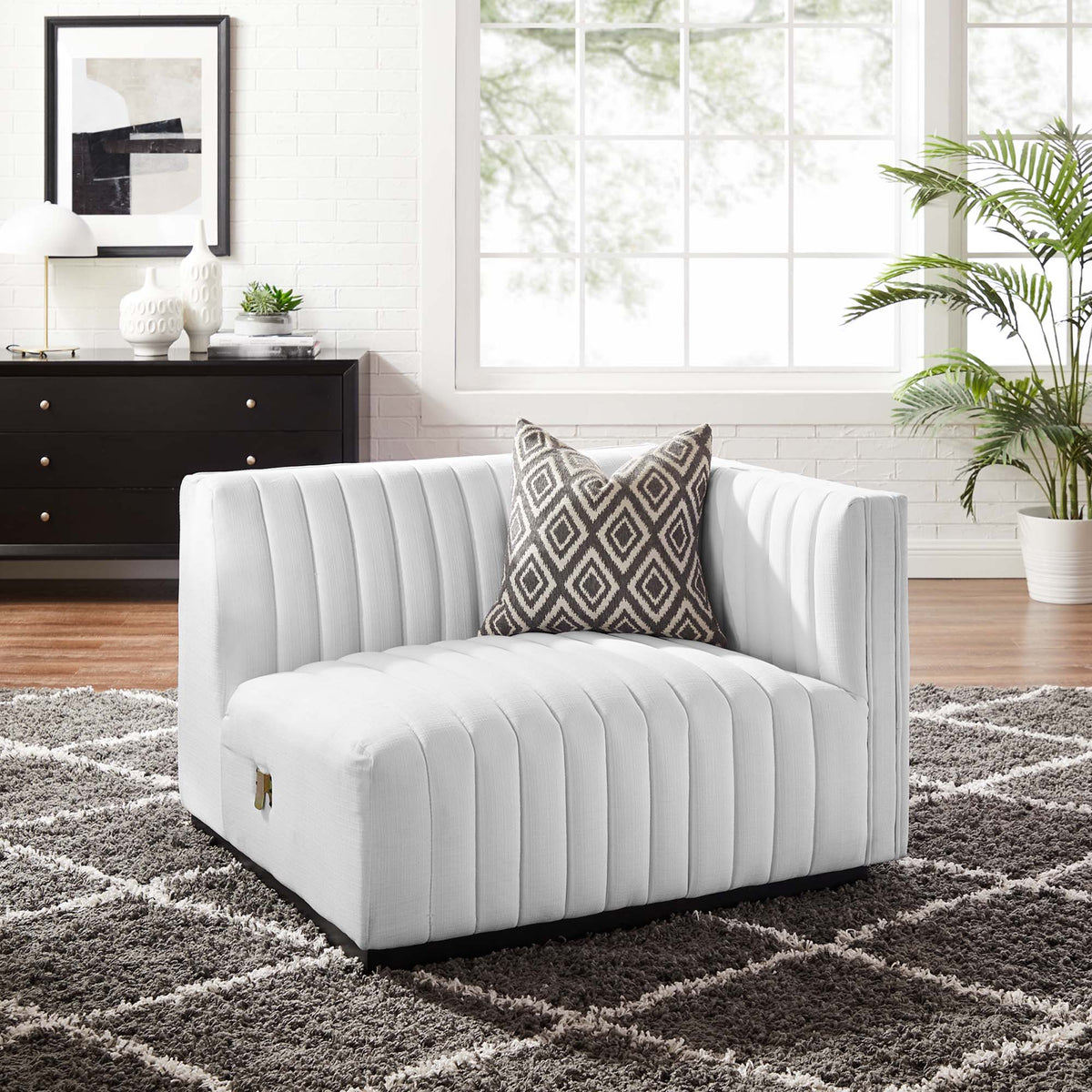Conjure Channel Tufted Upholstered Fabric Right-Arm Chair - view 18