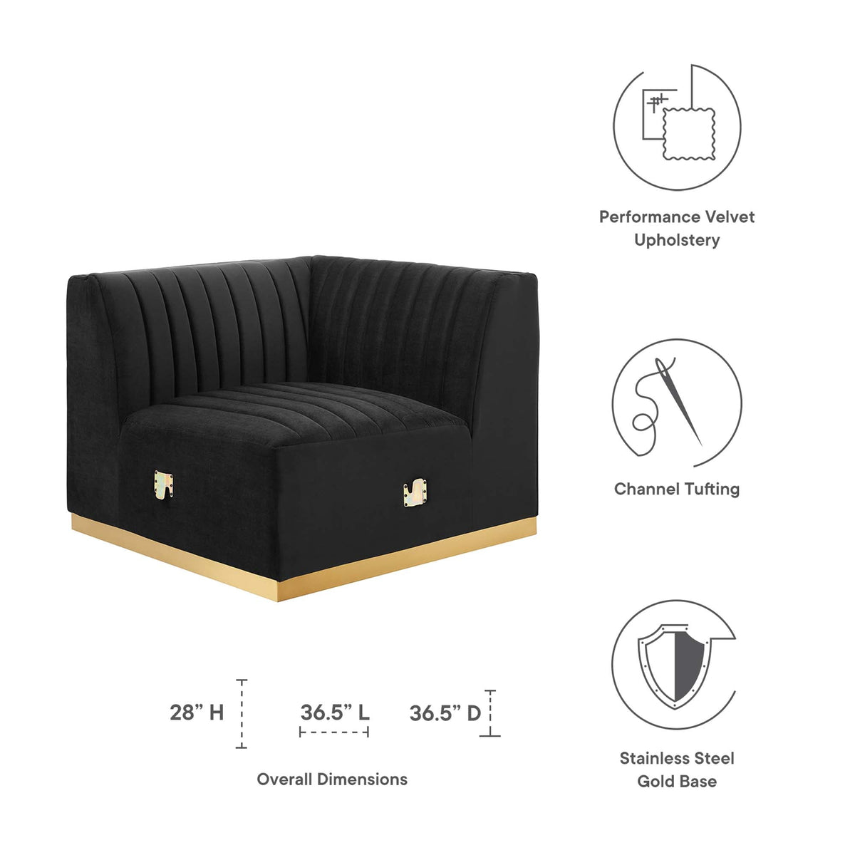 Conjure Channel Tufted Performance Velvet Right Corner Chair - view 21