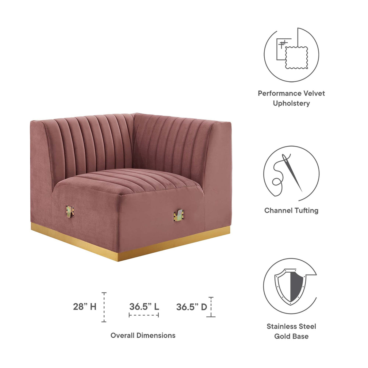 Conjure Channel Tufted Performance Velvet Right Corner Chair - view 22