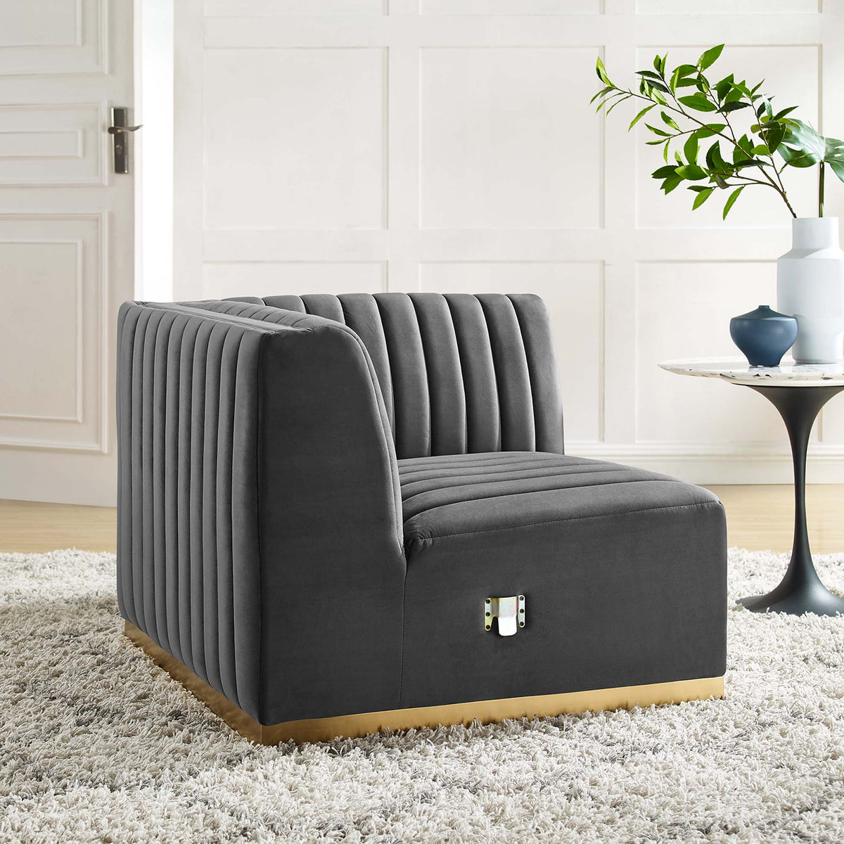 Conjure Channel Tufted Performance Velvet Right Corner Chair - view 28
