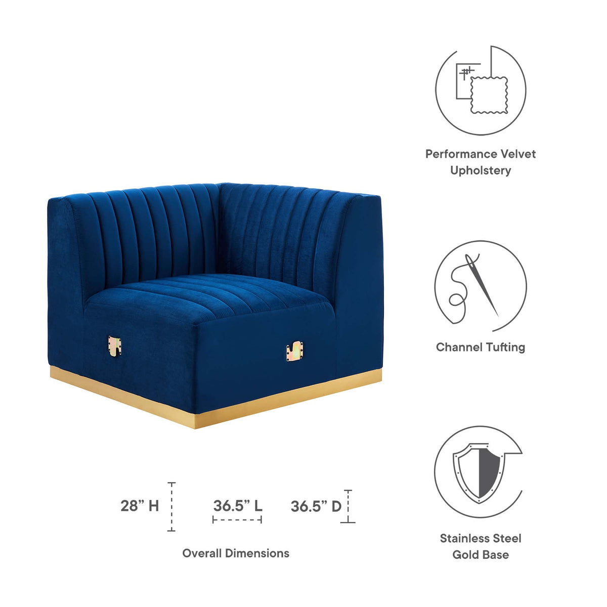 Conjure Channel Tufted Performance Velvet Right Corner Chair - view 24