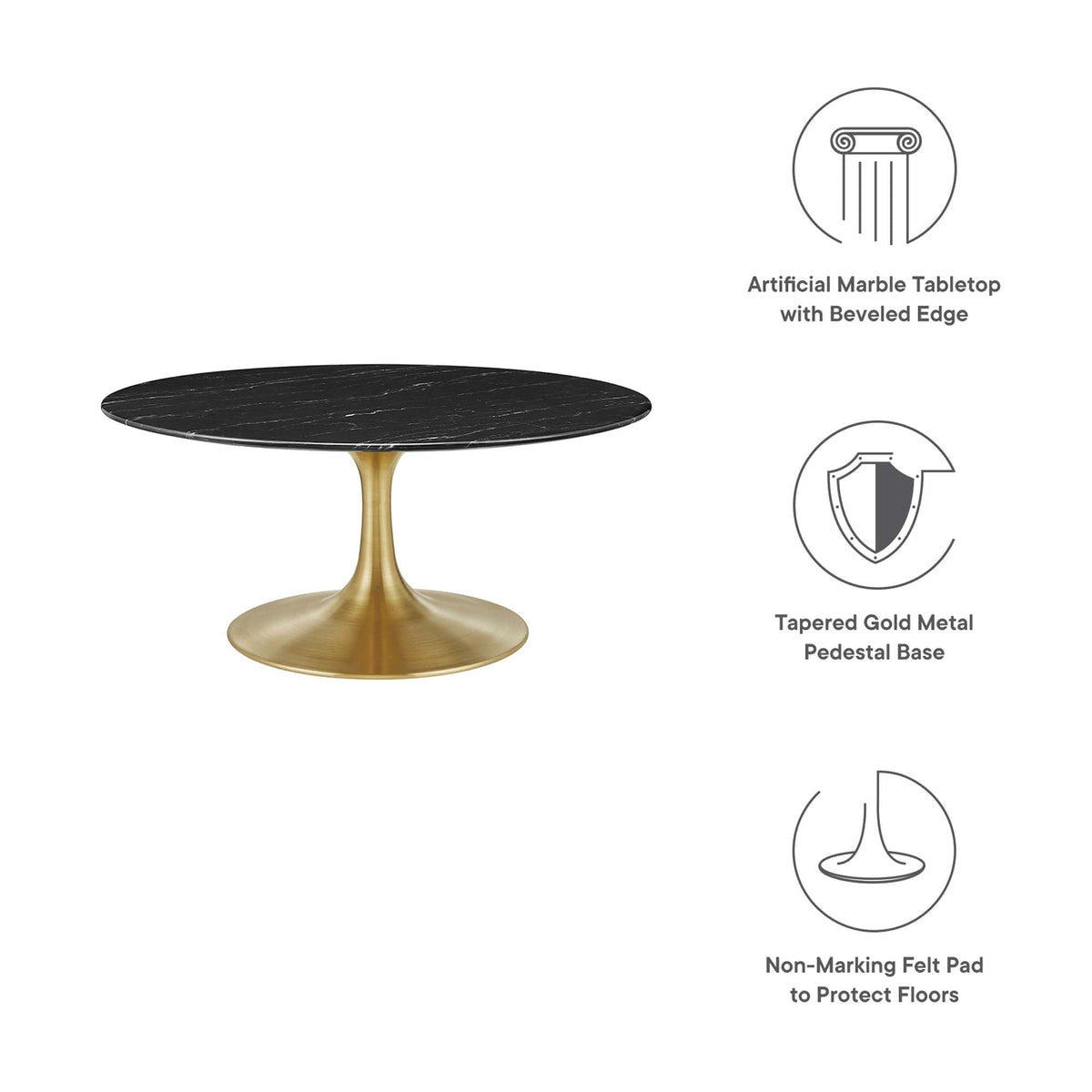 Lippa Round Artificial Marble Coffee Table - view 20