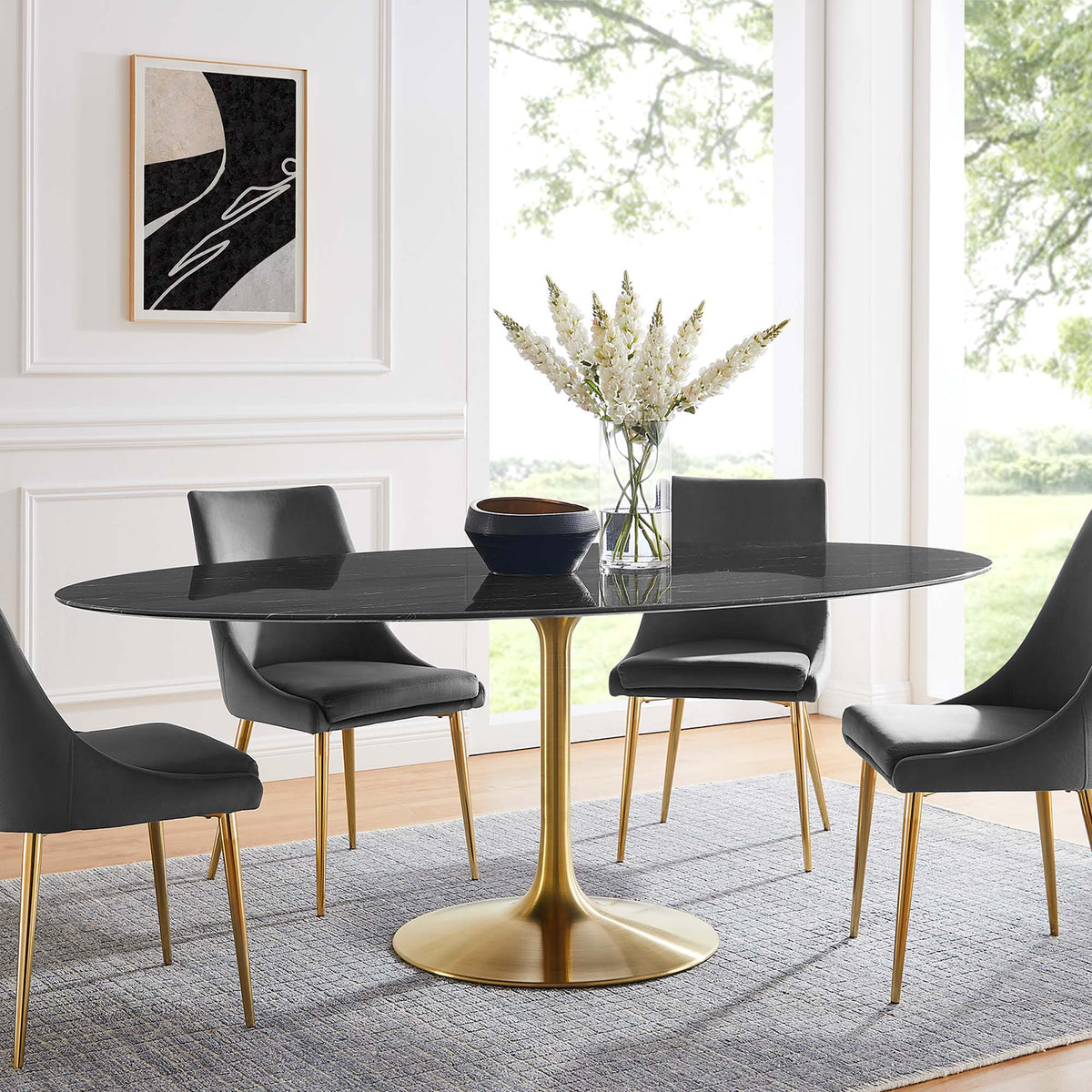 Lippa Oval Artificial Marble Dining Table