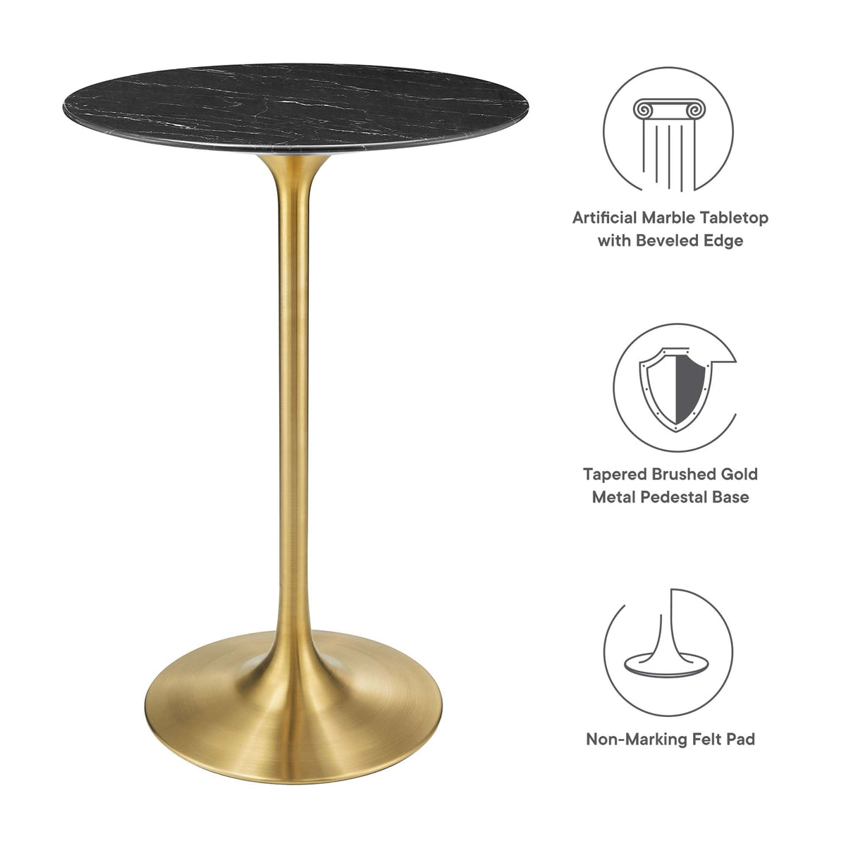 Lippa Round Artificial Marble Bar Table - view 24