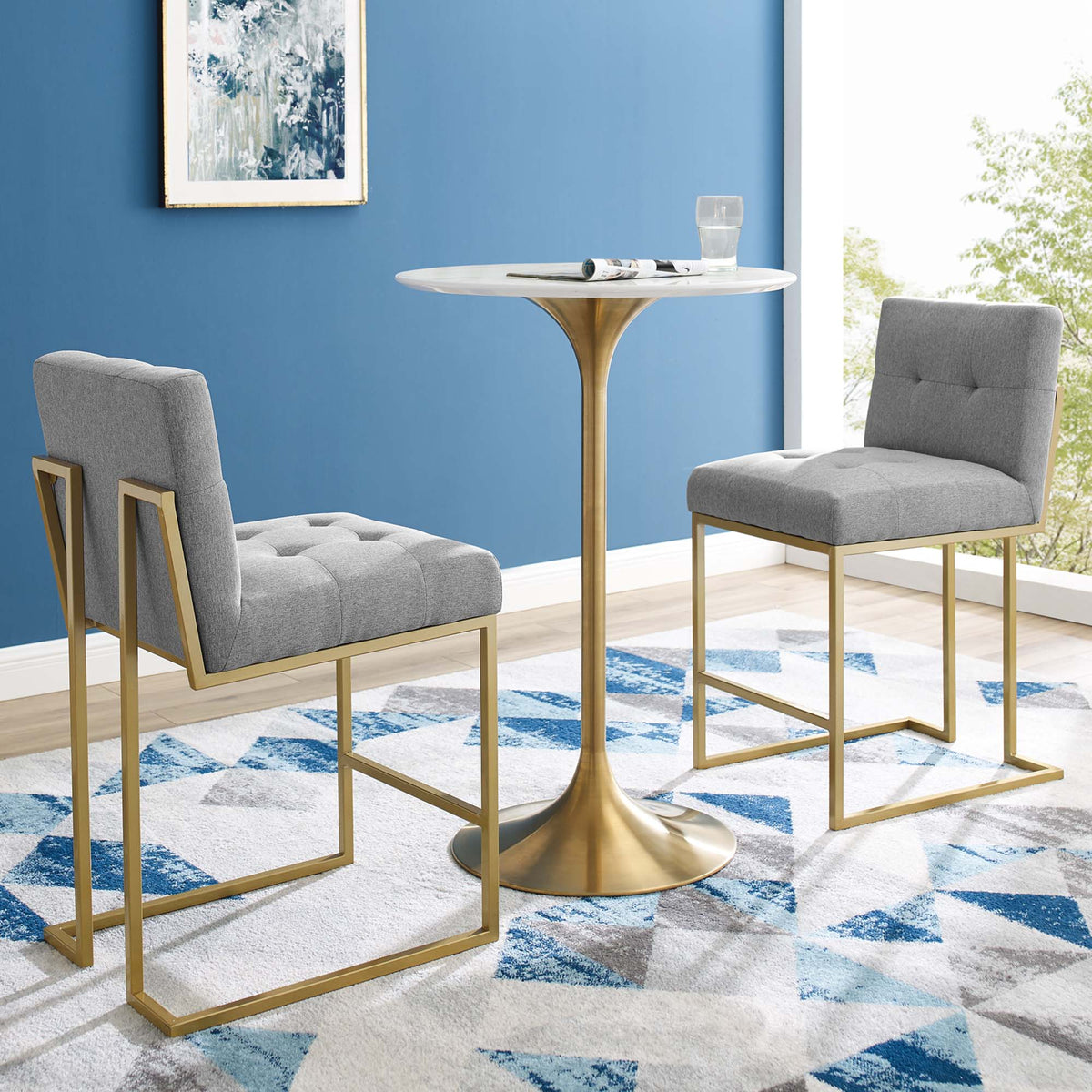 Privy Upholstered Fabric Counter Stool Set of 2